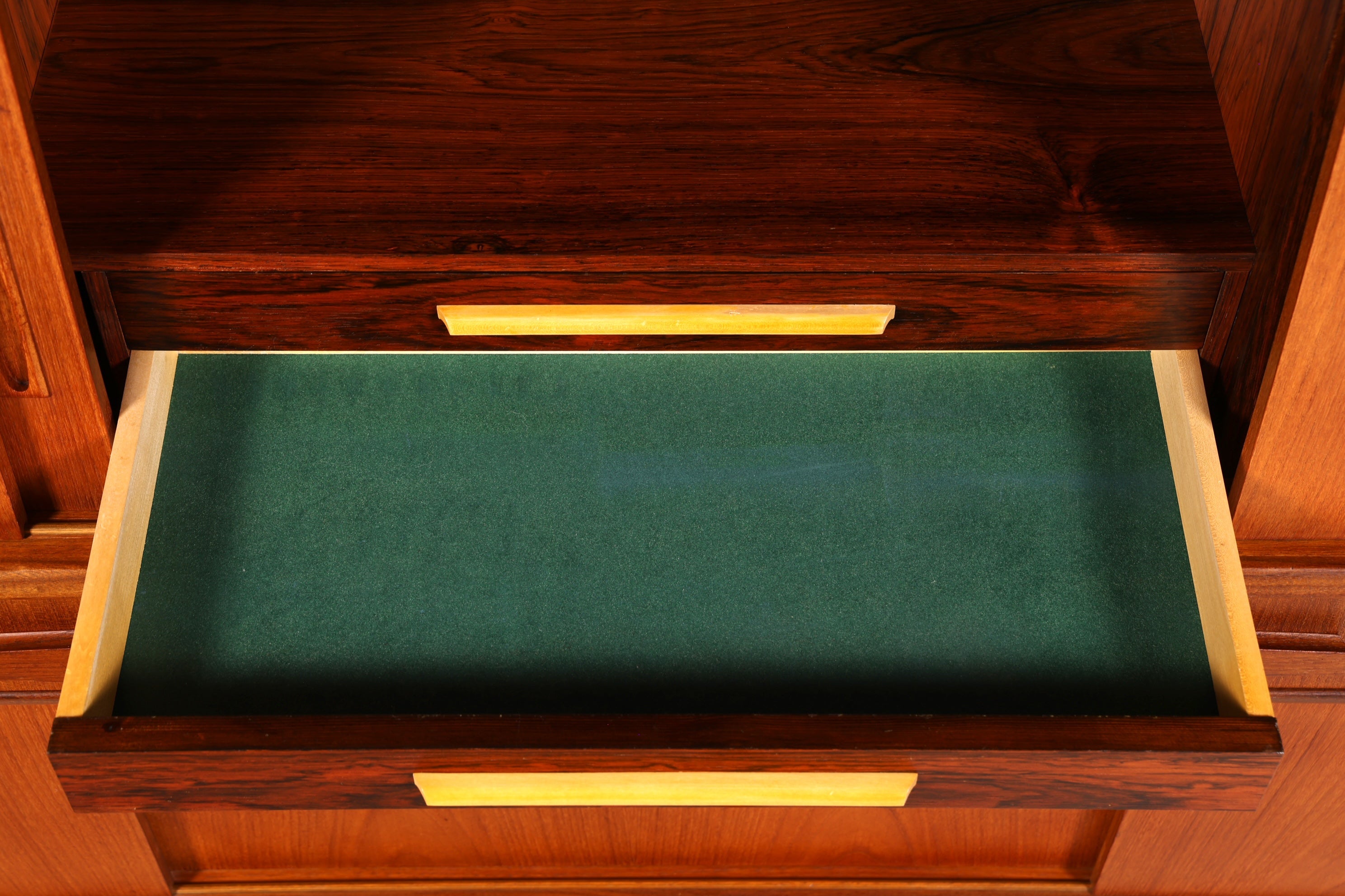 Magnifique buffet haut en teck du milieu du siècle, meuble original PAM Viby J., commode de bureau, meuble bar, années 1960