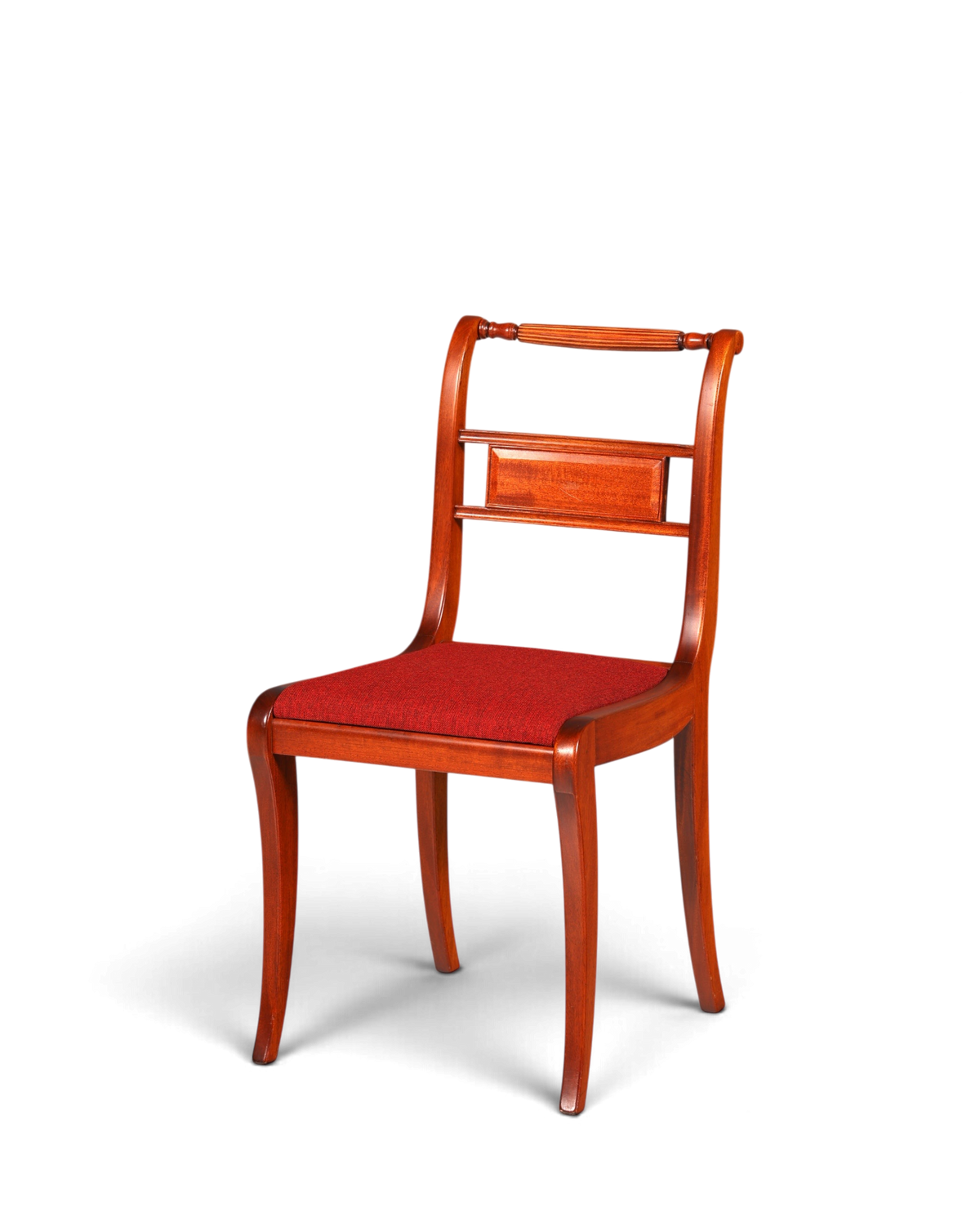 Hauptstadt Möblerei englischer Regency Stuhl aus Holz mit rotem Sitzpolster und eleganter Maserung