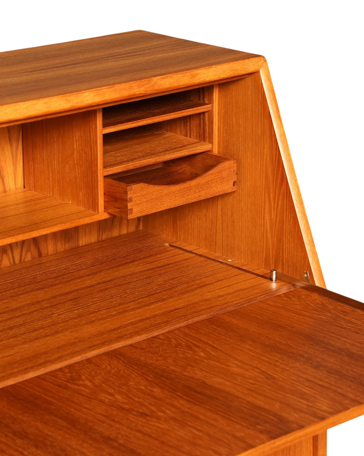 Hauptstadt Möblerei Sekretär aus Teakholz mit ausklappbarer Schreibfläche und integrierten Fächern im Mid-Century-Stil