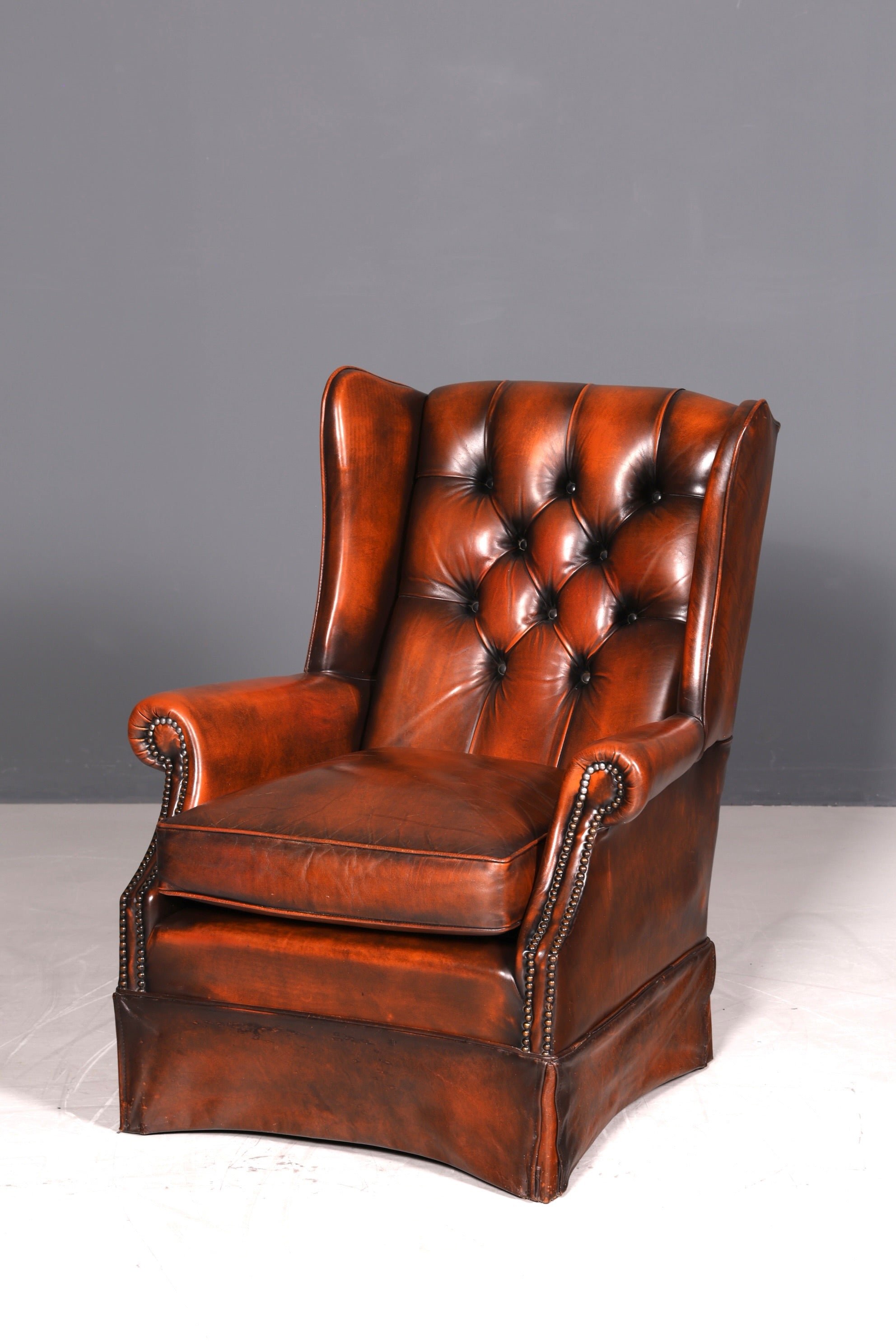 Original Chesterfield Ohrenbacken Sessel Englisch Leder Herrensessel UK Armlehnsessel