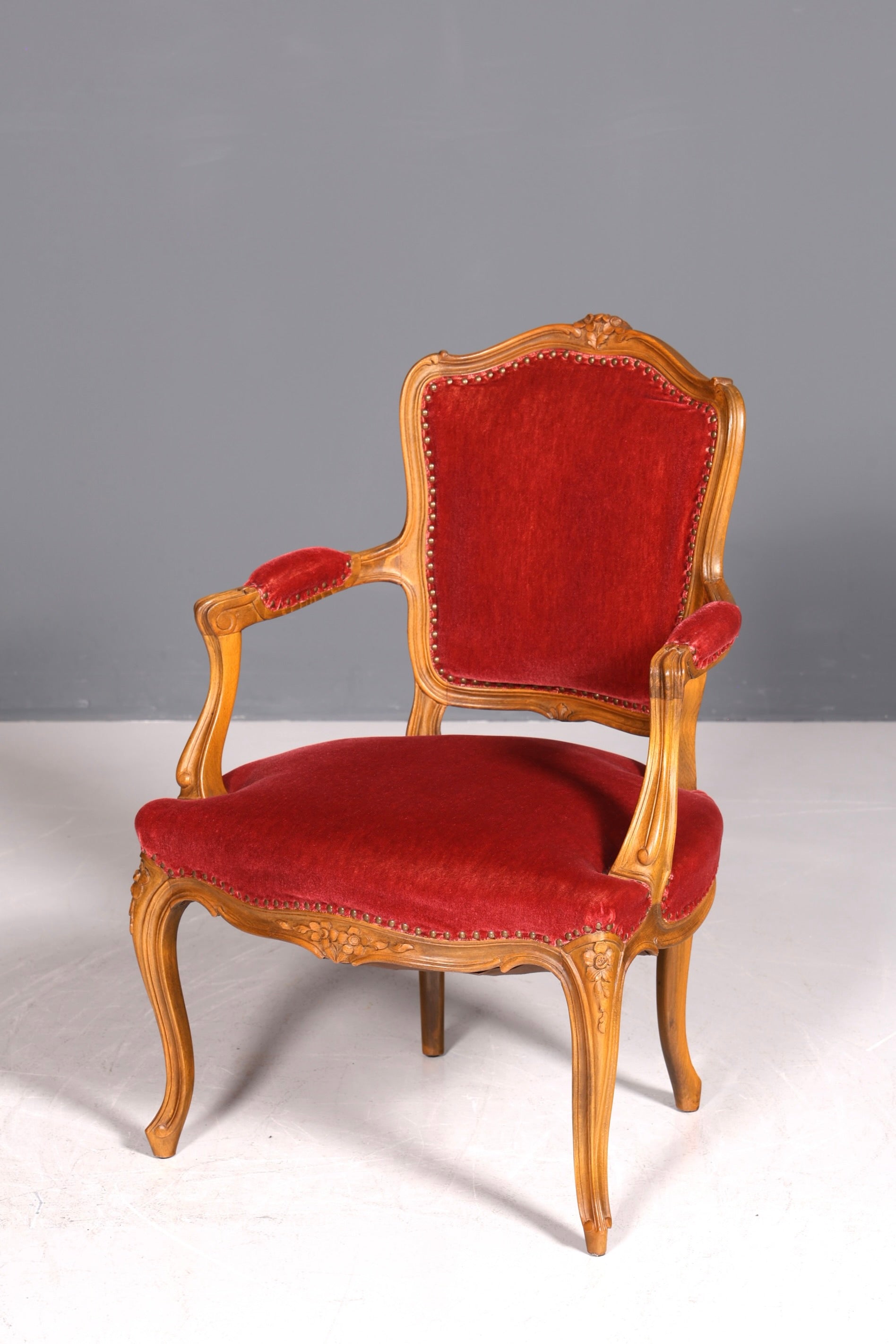 Magnifique fauteuil Chippendale, chaise secrétaire de style Chippendale, fauteuil en velours, 1 sur 2