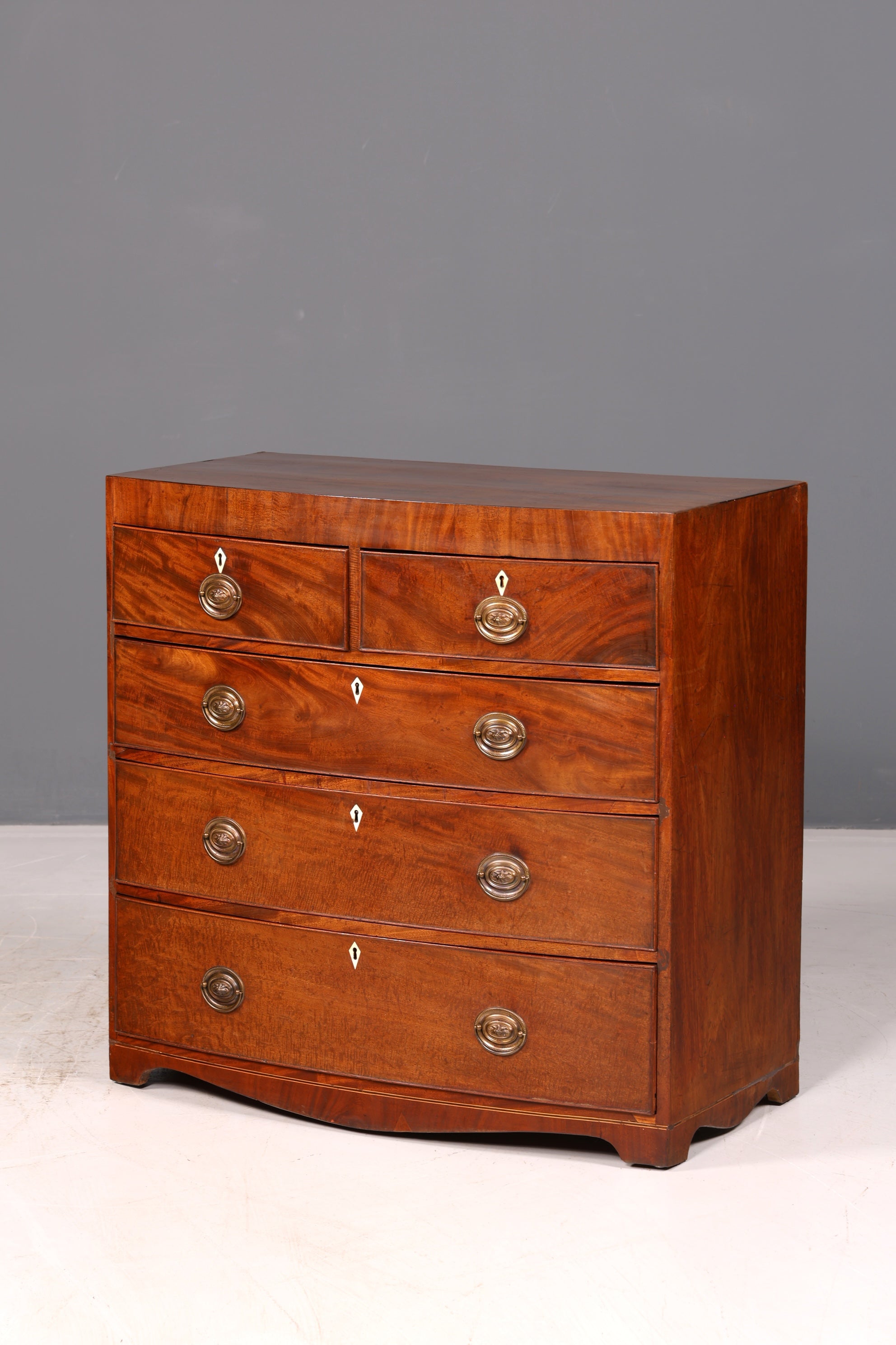 Wunderschöne Englische Kommode Mahagoni Antik Schubladenkommode Bow Front Schrank Sideboard Vintage