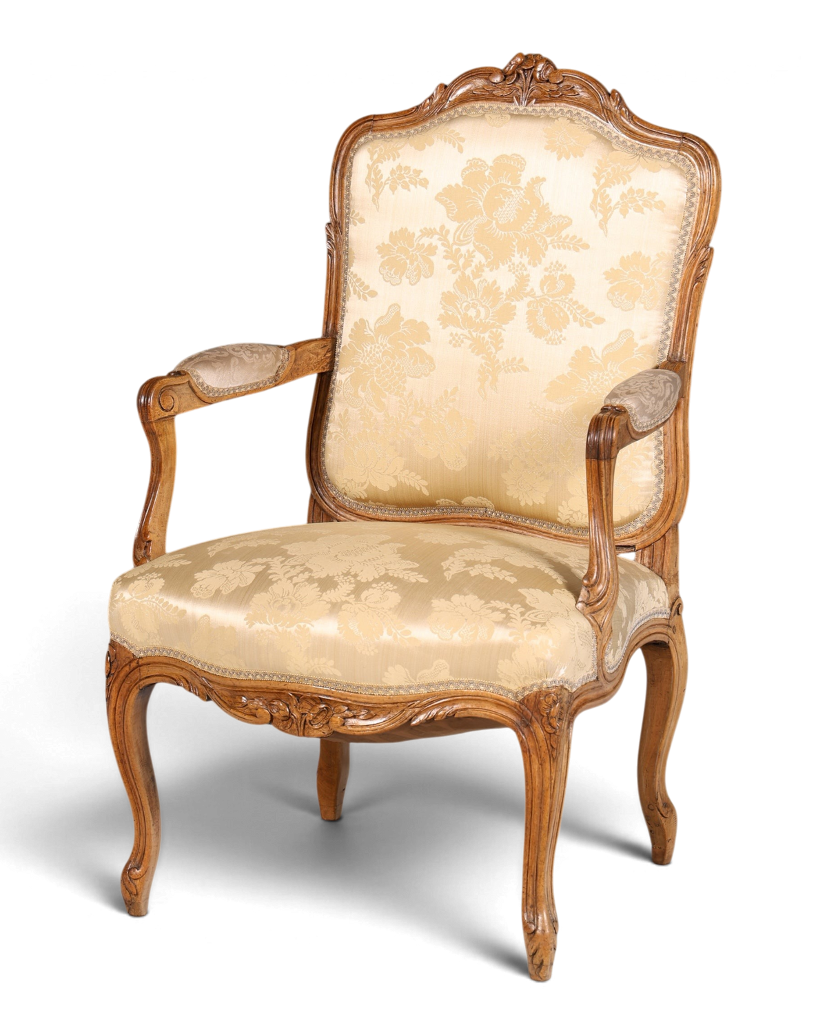Original Barock Sessel Fauteuil Armlehnstuhl Chippendale Antik Mitte 19. Jh. Sekretär Stuhl Stoff Sessel