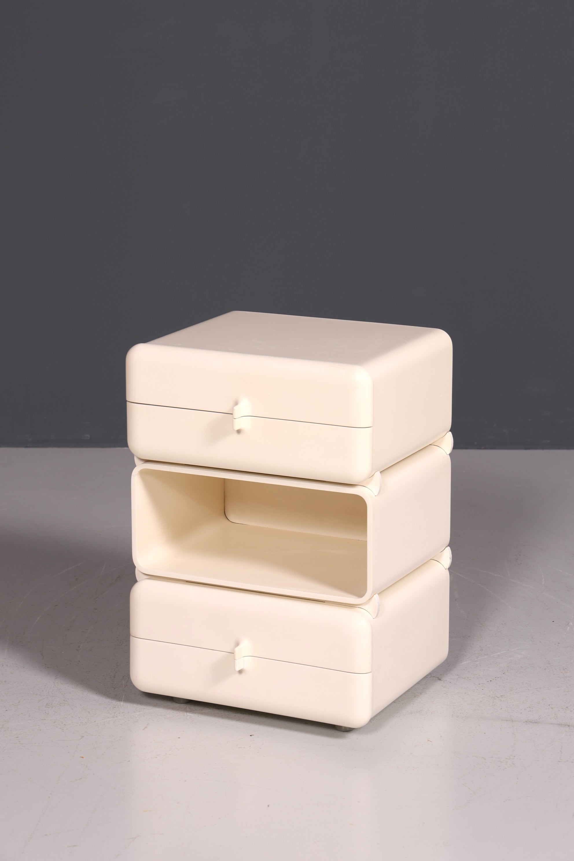 Commode rare du milieu du siècle, table de chevet modulaire style futuriste, design français, commode vintage, 4 sur 5