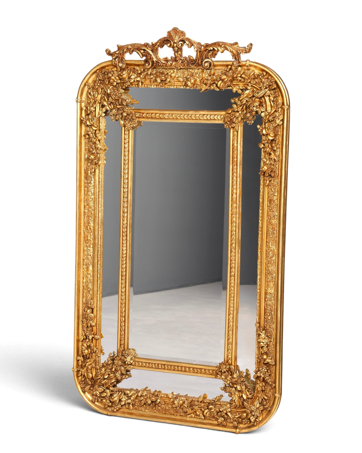 Aussergewöhnlicher Prunk Barock Stil Standspiegel Antik Stil Gold Ornament Flurspiegel Spiegel