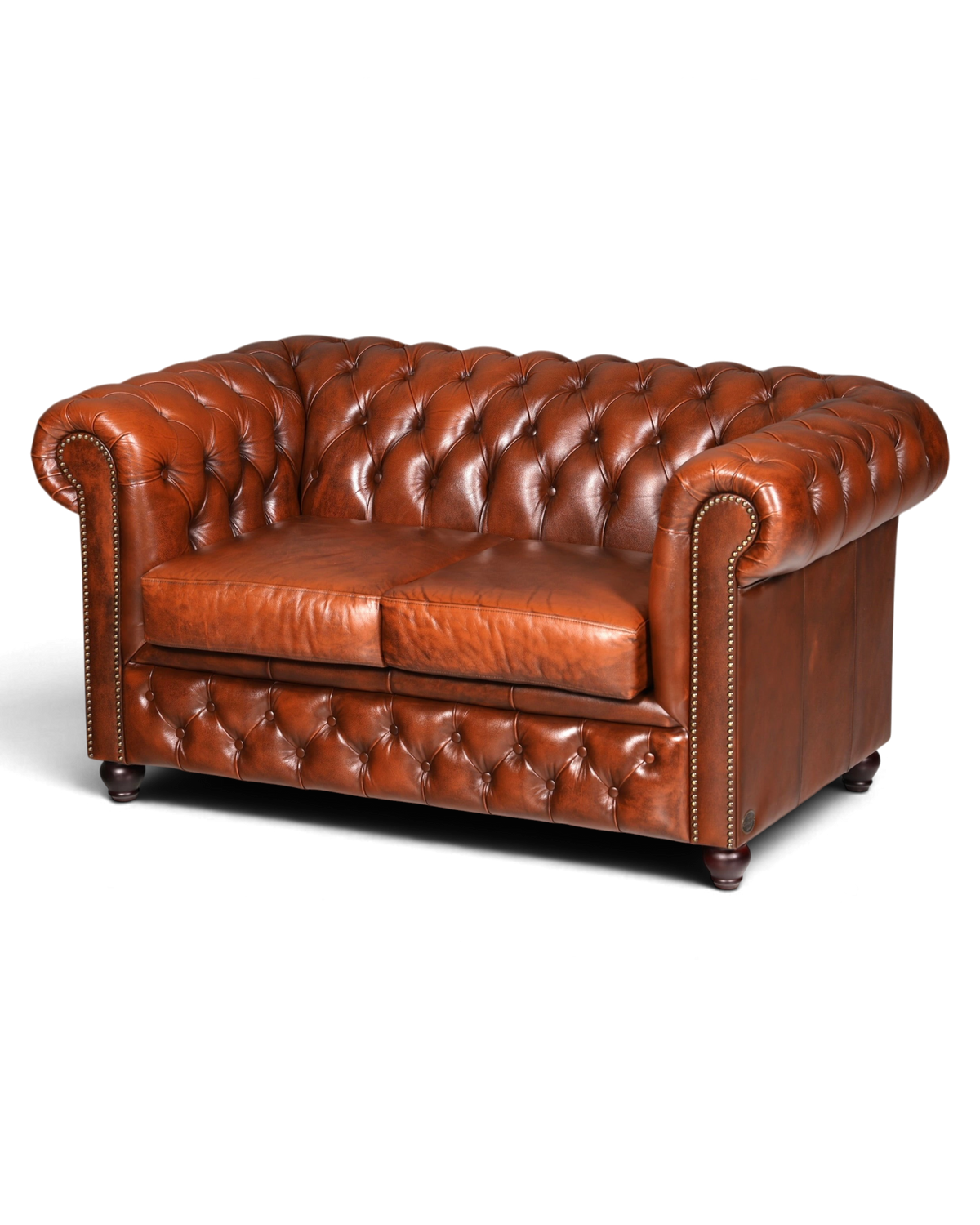 G118 Finish Wunderschönes Original Chesterfield 2er Sofa Englisch Oxblood Leder 2- Sitzer Couch