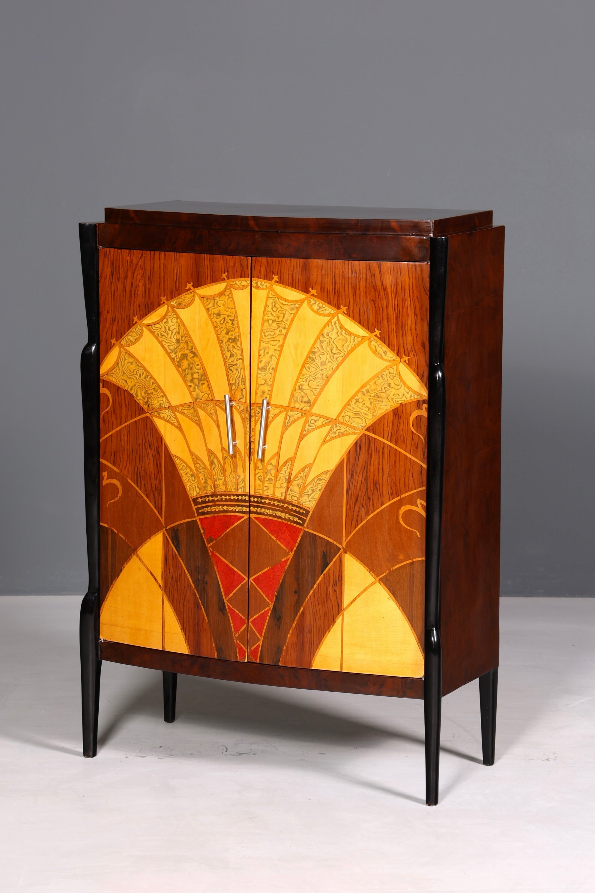 AD91-13 Meuble haut de style Art déco, commode Vertiko, armoire Sun