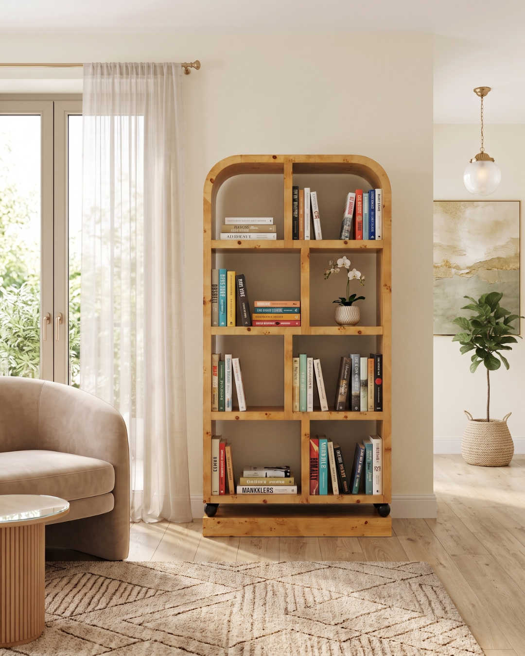 Noble Art Deco style bookcase birch luxury furniture cult shelf bookshelf
