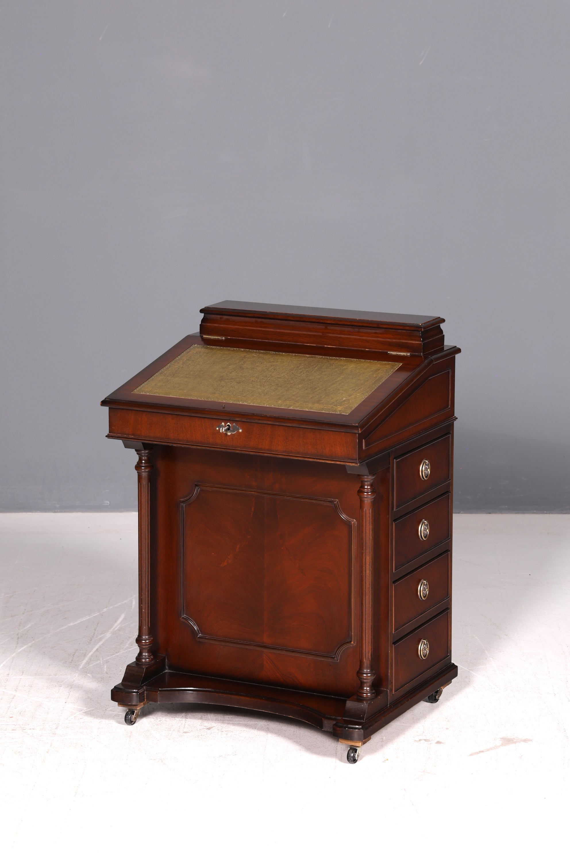 Wunderschöner Englischer Davenport Schreibtisch Desk Sekretär Lederauflage Kommode