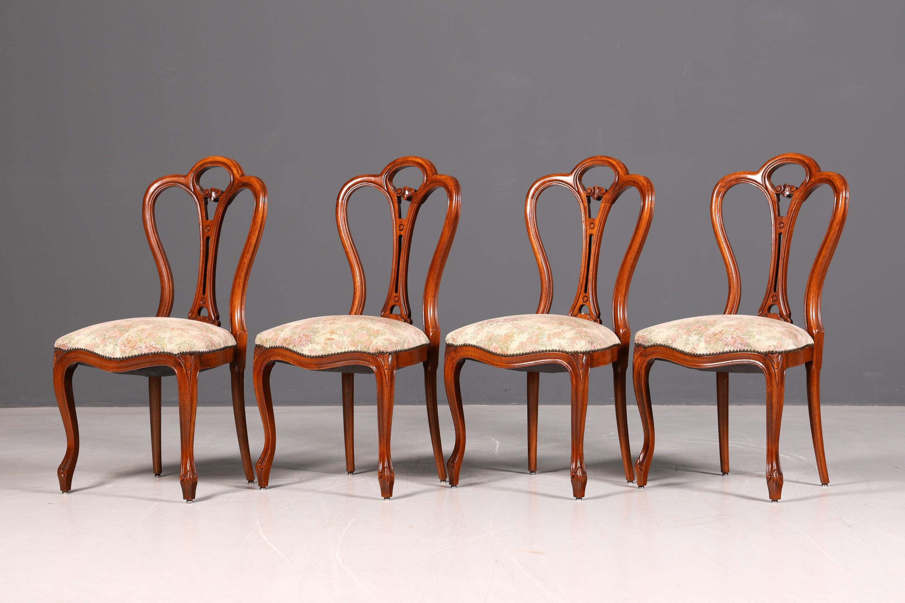 4x Traumhafte Louis Philippe Stühle um 1880 Chippendale Stuhl Set Antik Sekretär Stühle