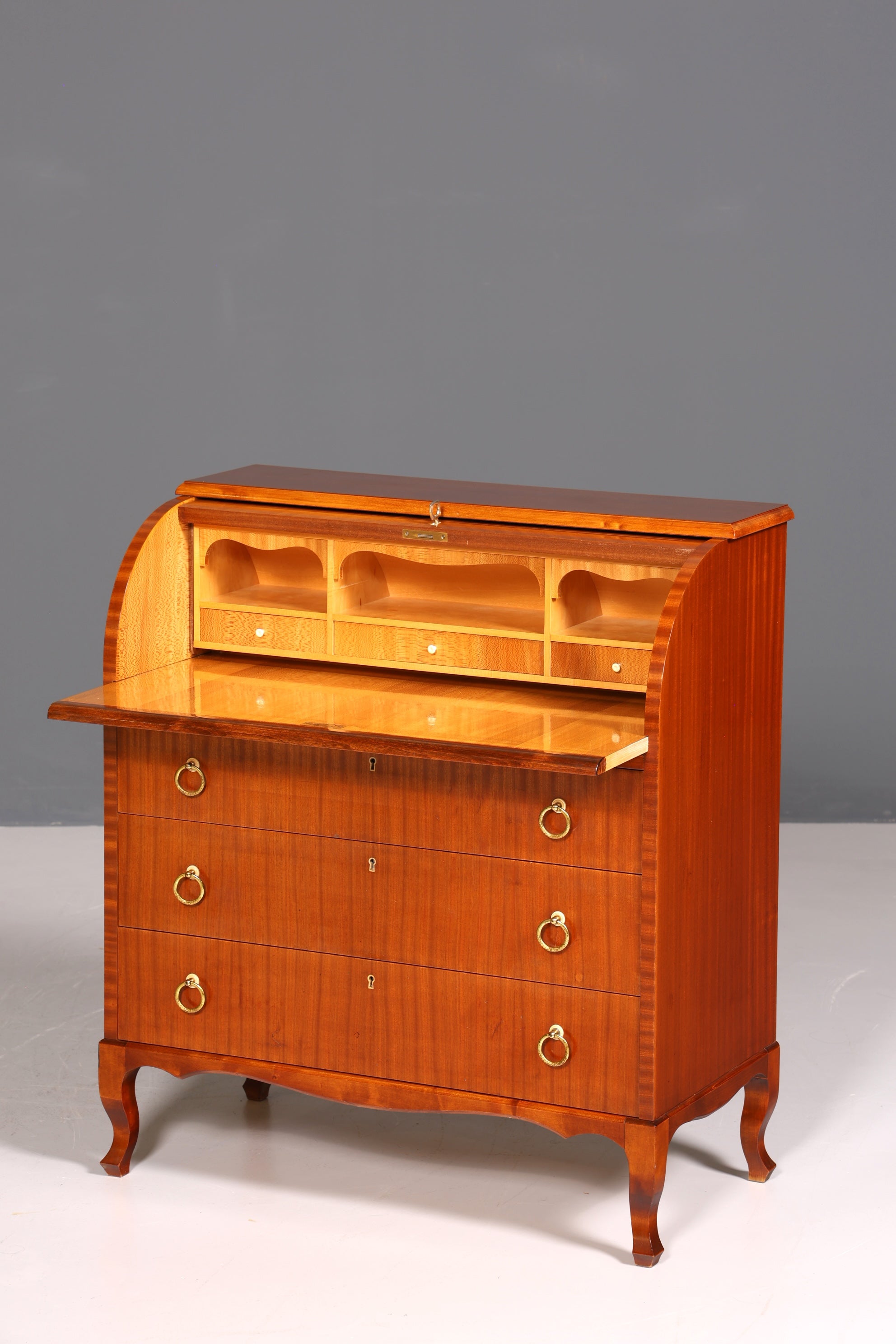 Wunderschöner Mid Century Rollladen Sekretär echt Holz Büro Schrank Vintage Schreibkommode 60s