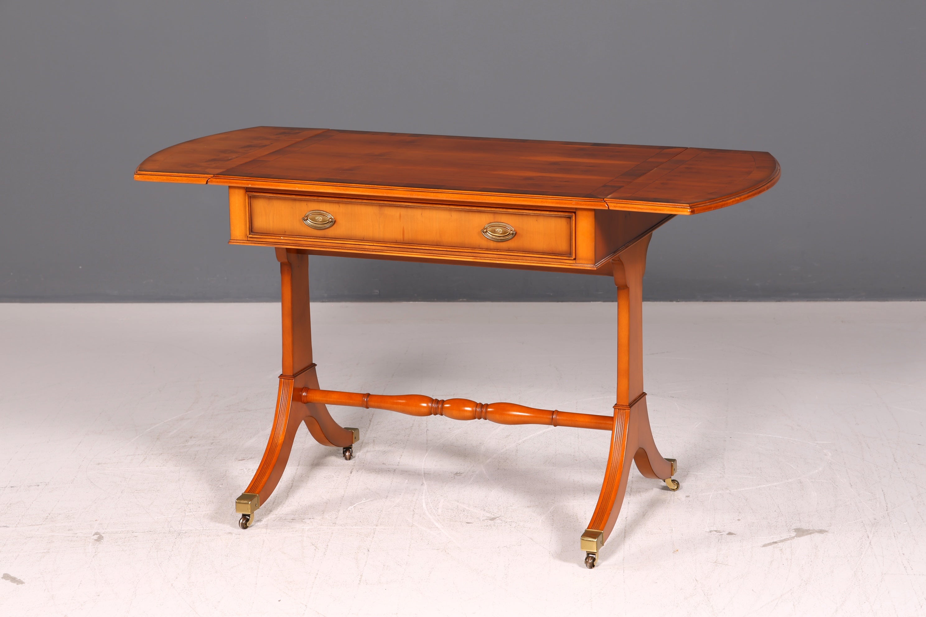 Wunderschöner Original Heldense Englischer Schreibtisch Konsole Konsolentisch Klappbar Bürotisch Antik Office Desk Holz 60s UK