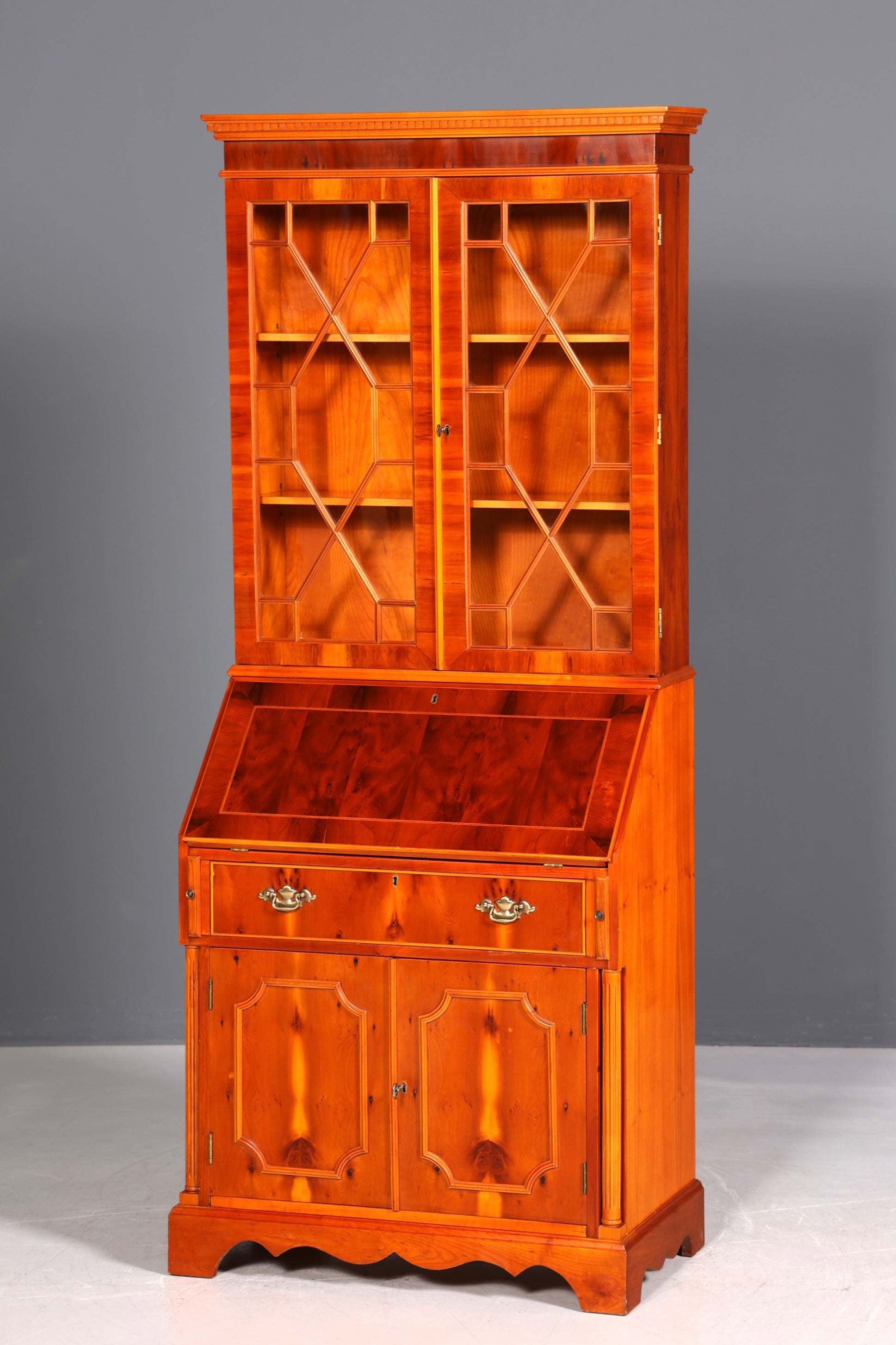 Bureau secrétaire anglais élégant, bureau de bureau, bois d&