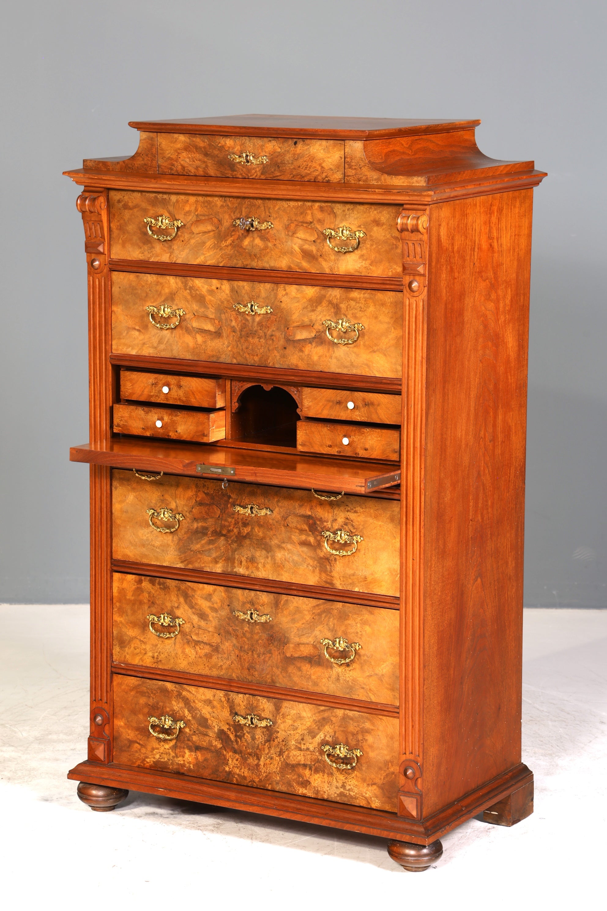 Stilvoller Gründerzeit Sekretär Vertiko Highboard Louis Philippe Chiffoniere Kommode um 1880