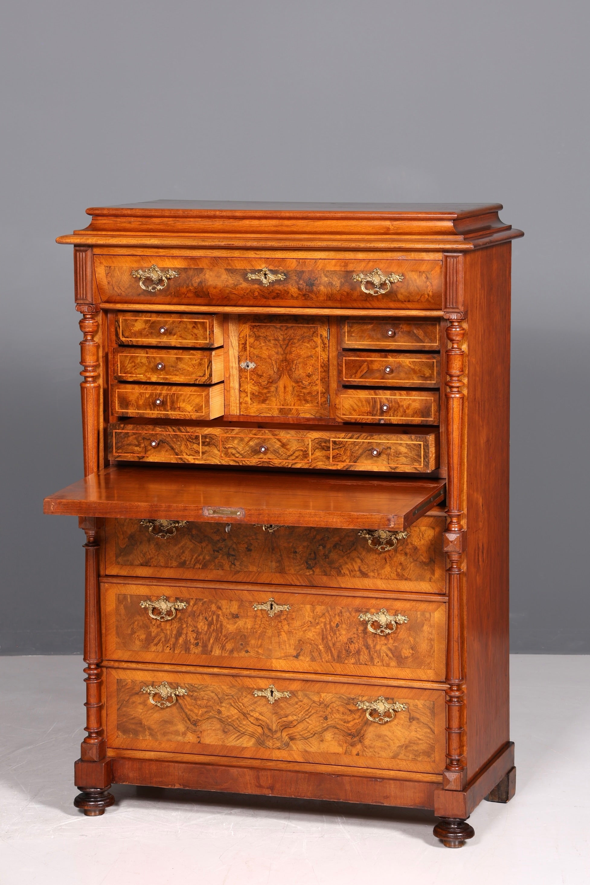 Beau secrétaire Gründerzeit, buffet haut vertiko, commode Louis Philippe, vers 1880