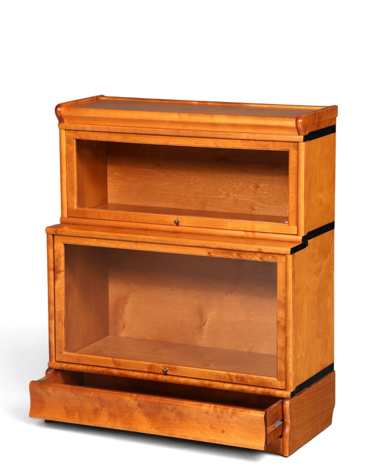 Hauptstadt Möblerei Boknäs Bücherregal im Globe Wernicke Stil aus Holz mit zwei verglasten Klapptüren und Schublade