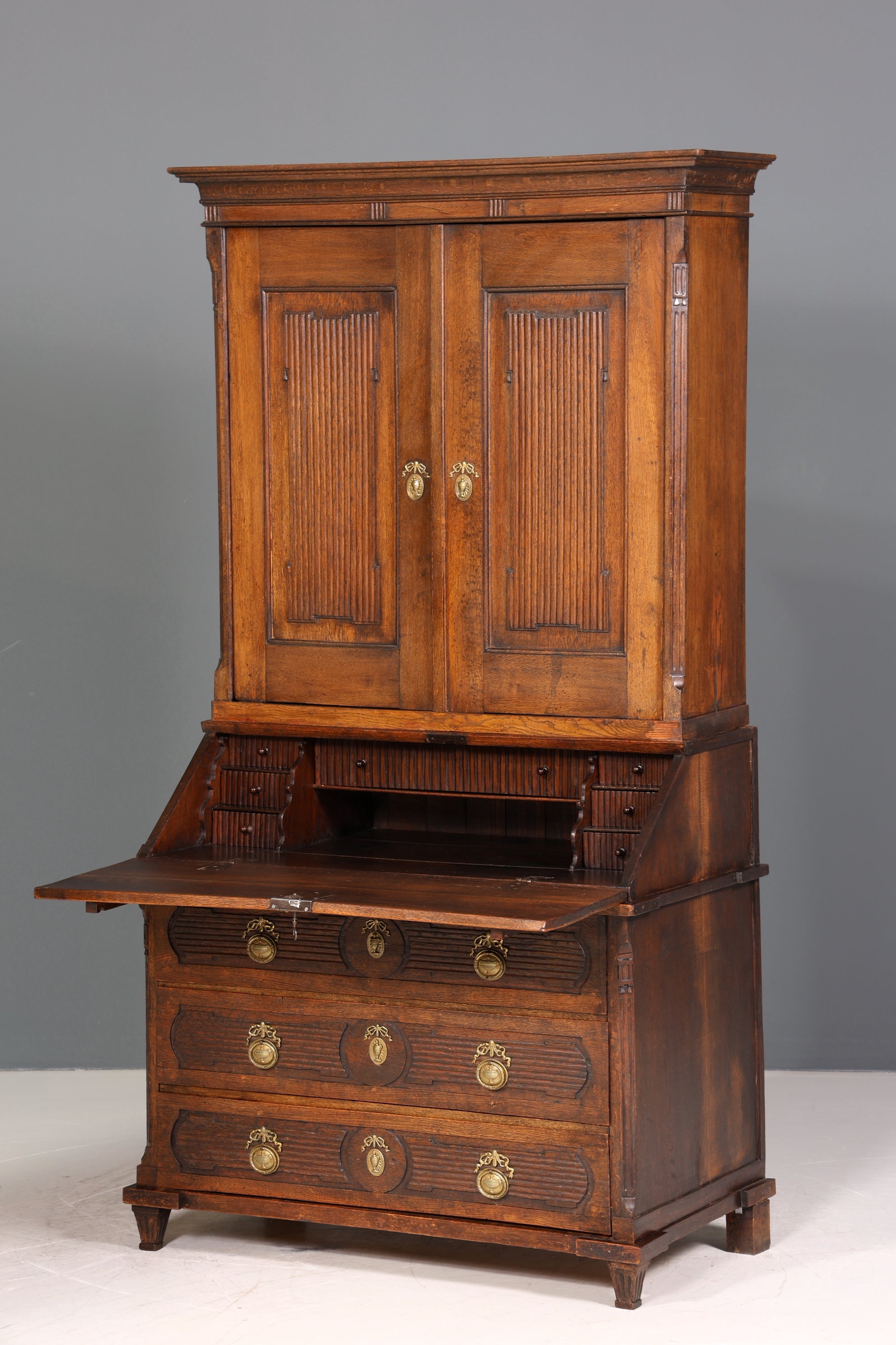 Beeindruckender Biedermeier Sekretär Louis Seize Aufsatzsekretär um 1810 Schreibkommode Büroschrank Kommode