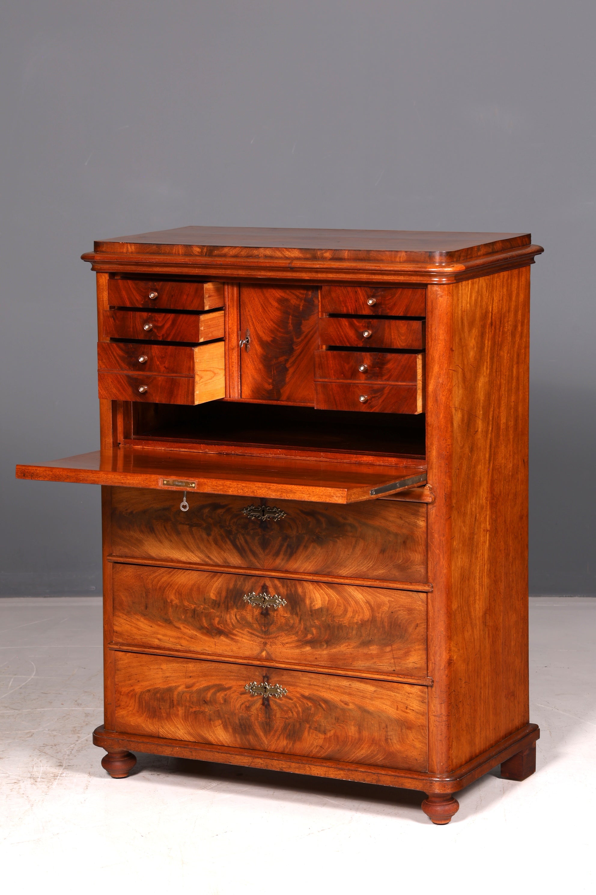 Wunderschöner Louis Philippe Sekretär Vertiko Highboard Gründerzeit Kommode Schrank um 1880 Antik Vintage