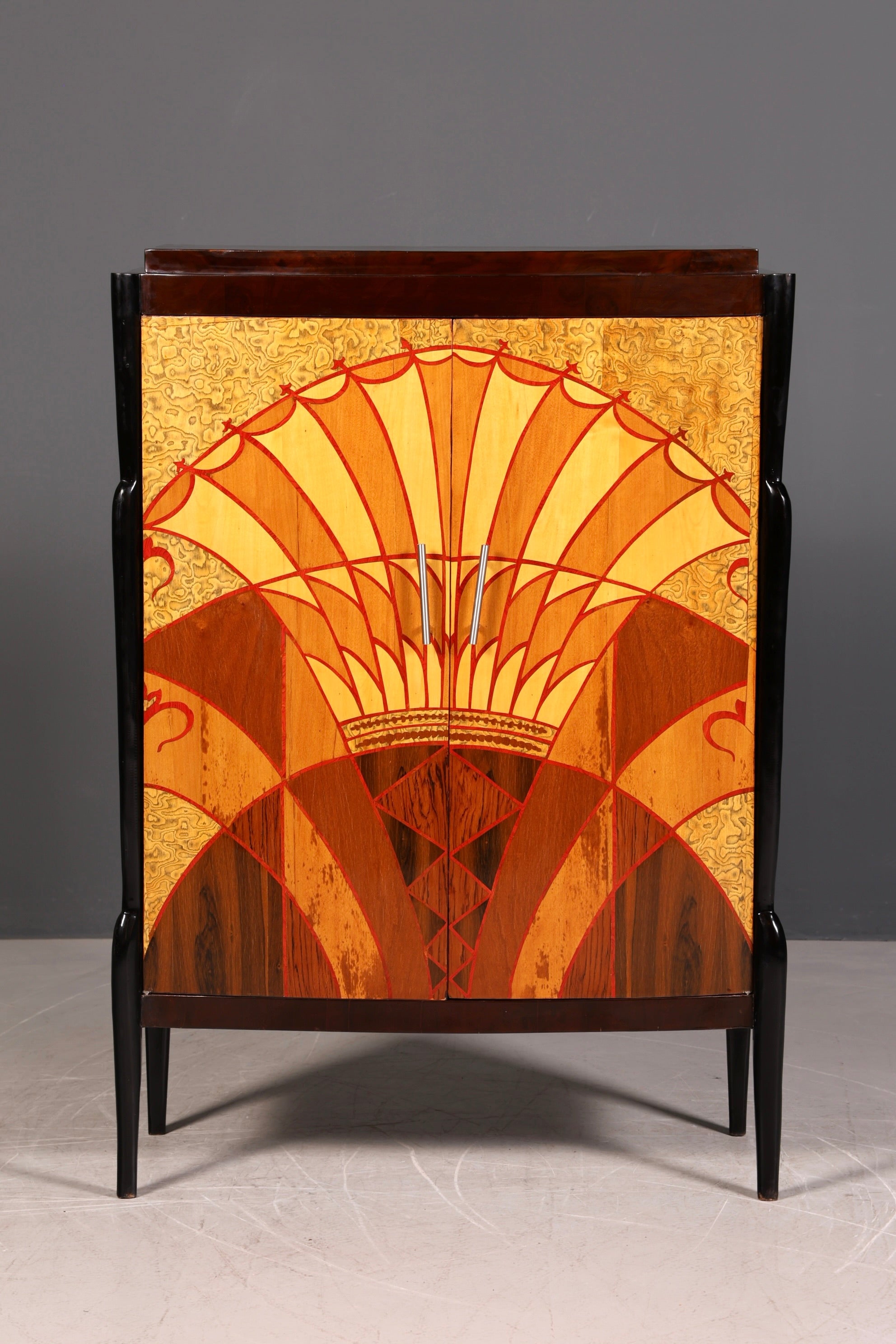 Traumhaftes Art Deco Design Highboard Schrank Kommode Vertiko Sun Cabinet Wäscheschrank