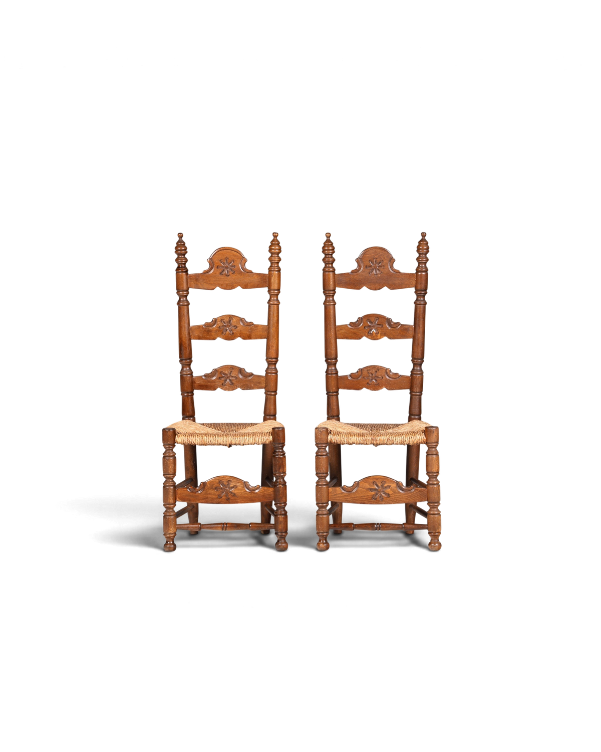 2x Wunderschöne Spanische Stühle Stuhl Set Rattan Rustikale Stühle Küchenstühle