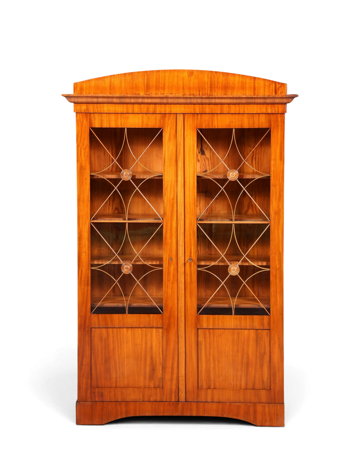 Hauptstadt Möblerei Biedermeier Vitrine aus Massivholz mit Sprossentüren, Rosetten und höhenverstellbaren Regalböden
