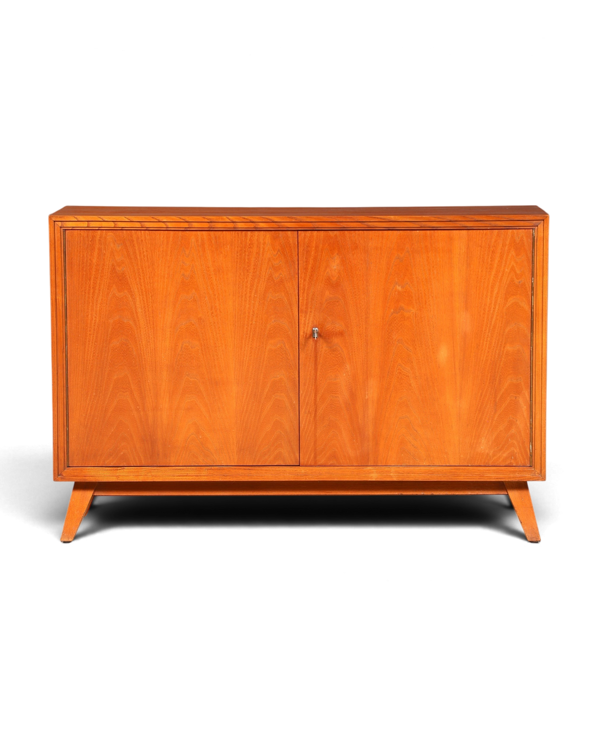 Hauptstadt Möblerei Mid Century Kommode aus Echtholz im 60er Jahre Retro Design mit zwei Türen und Schlüssel