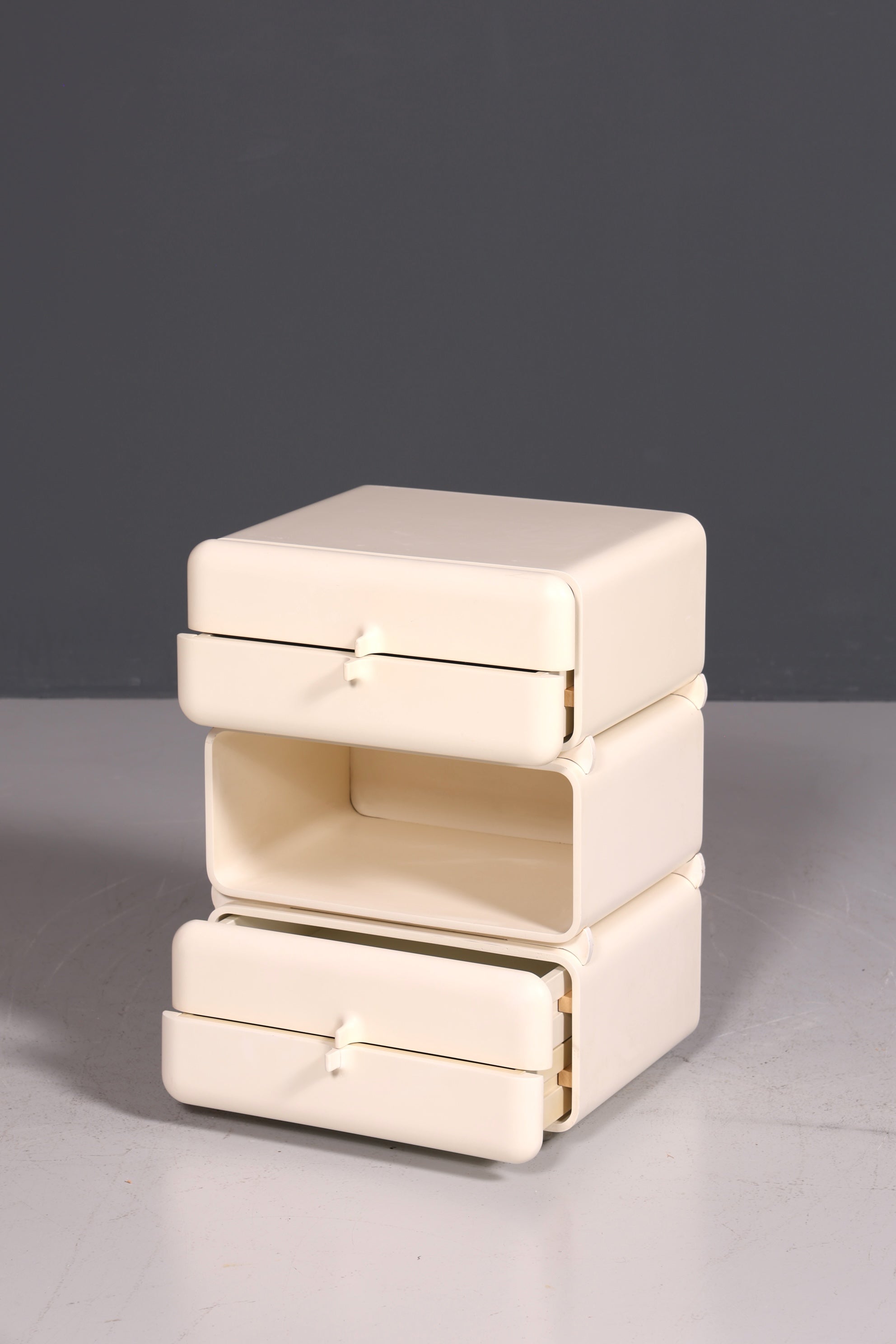 Commode rare du milieu du siècle, table de chevet modulaire style futuriste, design français, commode vintage, 4 sur 5