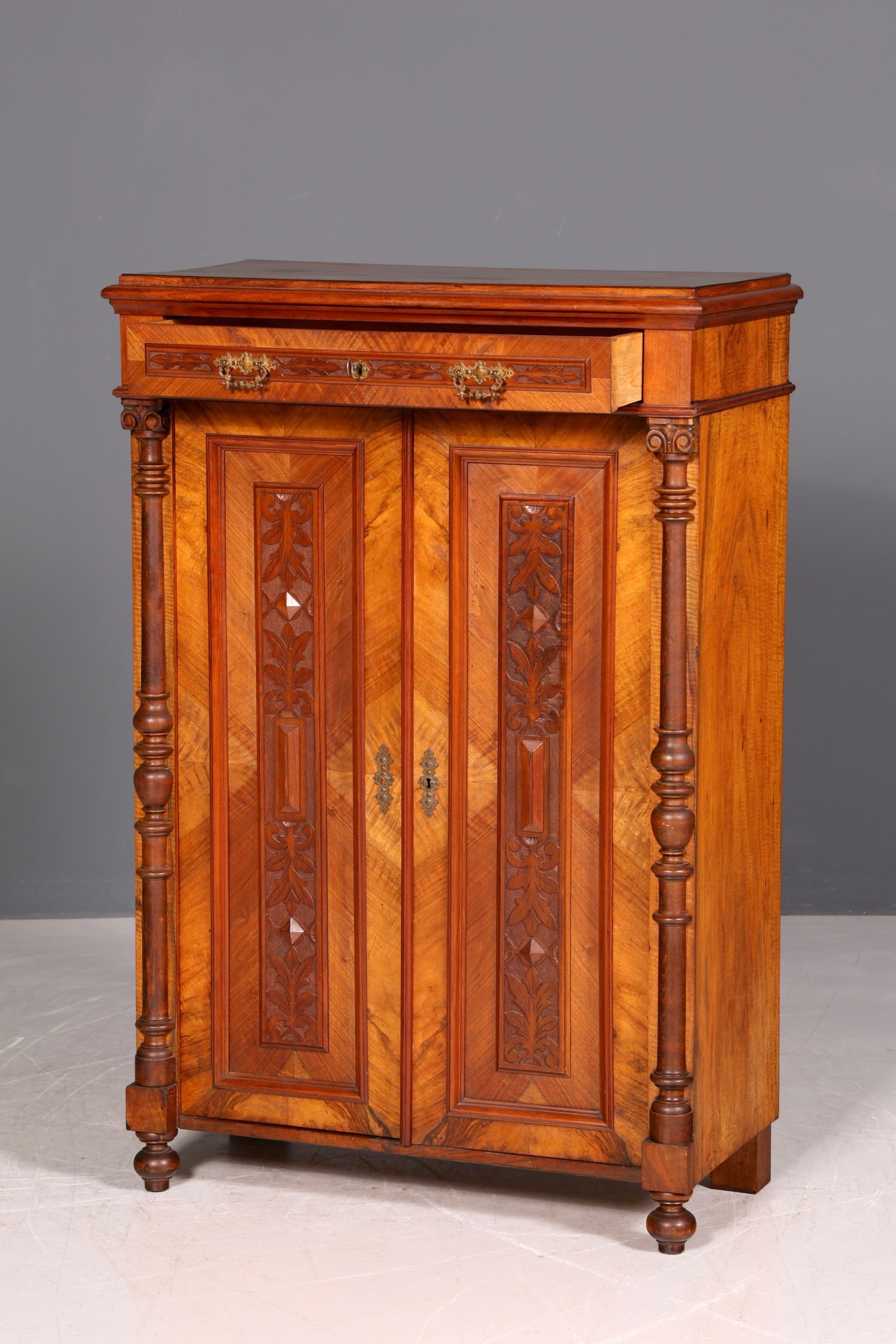 G076 Finish Traumhaftes Gründerzeit Vertiko Jugendstil Schrank Antik Highboard Kommode