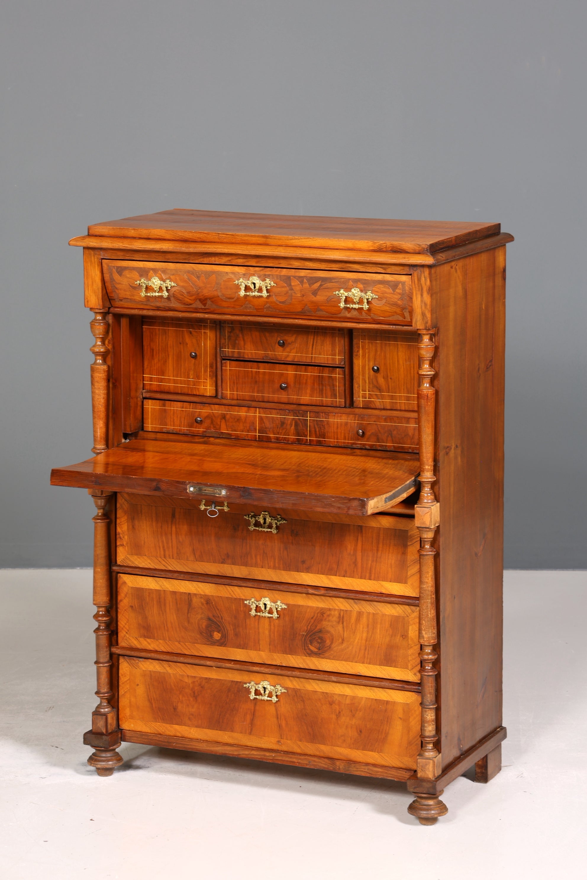 Edler Gründerzeit Sekretär Vertiko Highboard Louis Philippe Kommode um 1880