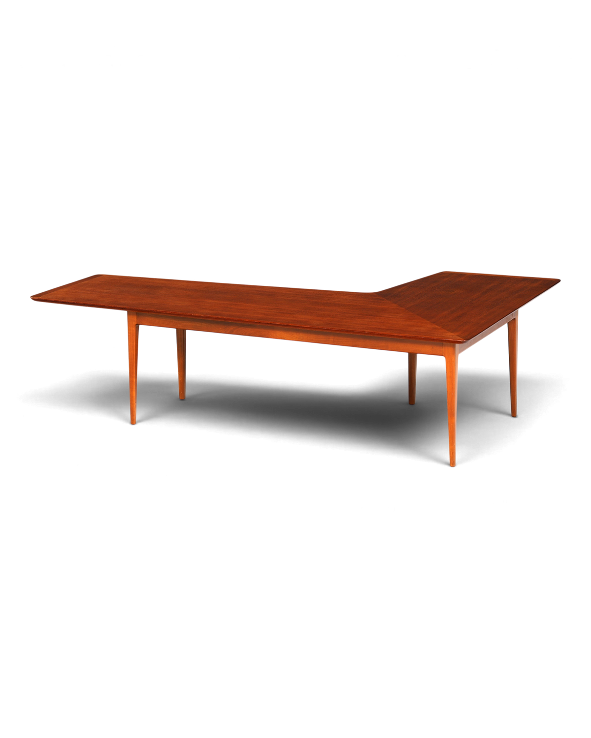 Hauptstadt Möblerei Mid-Century Couchtisch aus Holz mit markanter L-Form im Vintage-Design der 70er Jahre