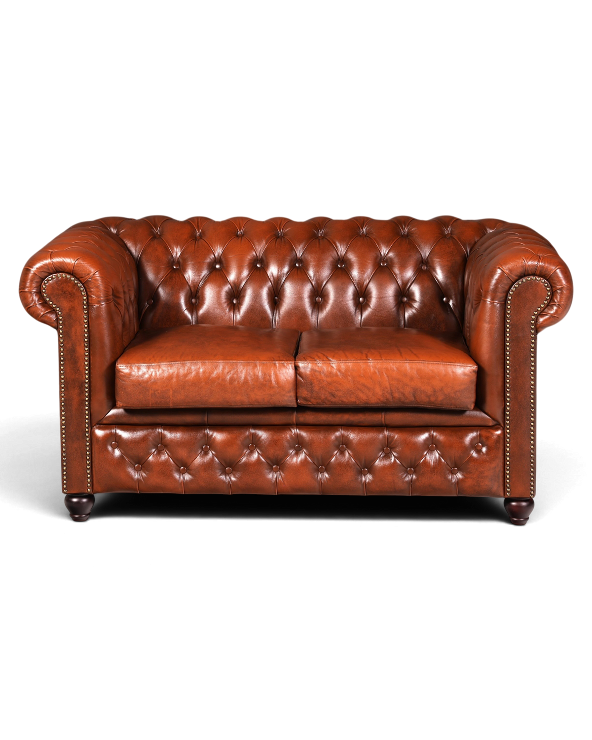 G118 Finish Wunderschönes Original Chesterfield 2er Sofa Englisch Oxblood Leder 2- Sitzer Couch