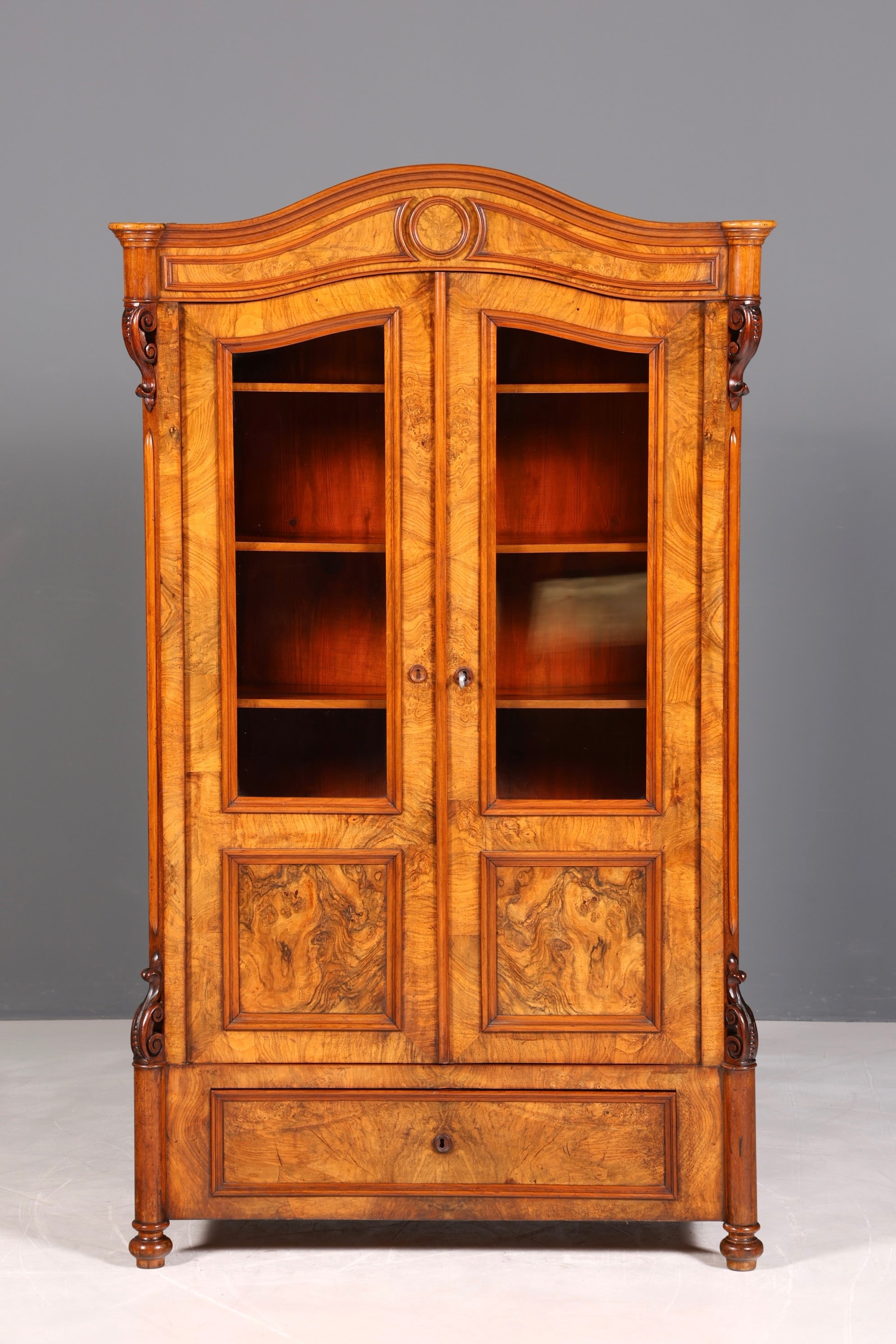 Traumhafte Louis Philippe Vitrine Antik Biedermeier Schrank echt Holz um 1880