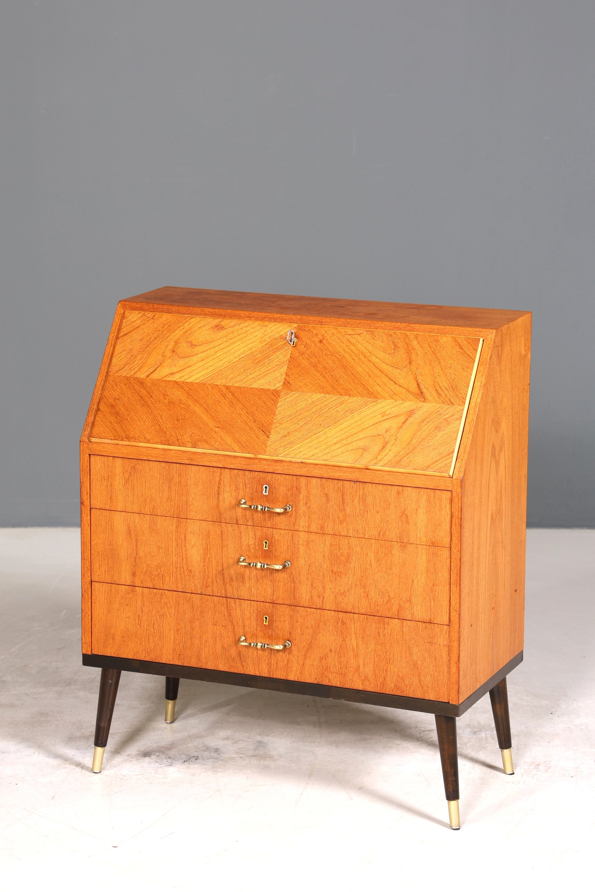 Stilvoller Mid Century Sekretär Vintage Schreibmöbel echt Holz Kommode Office Secretary