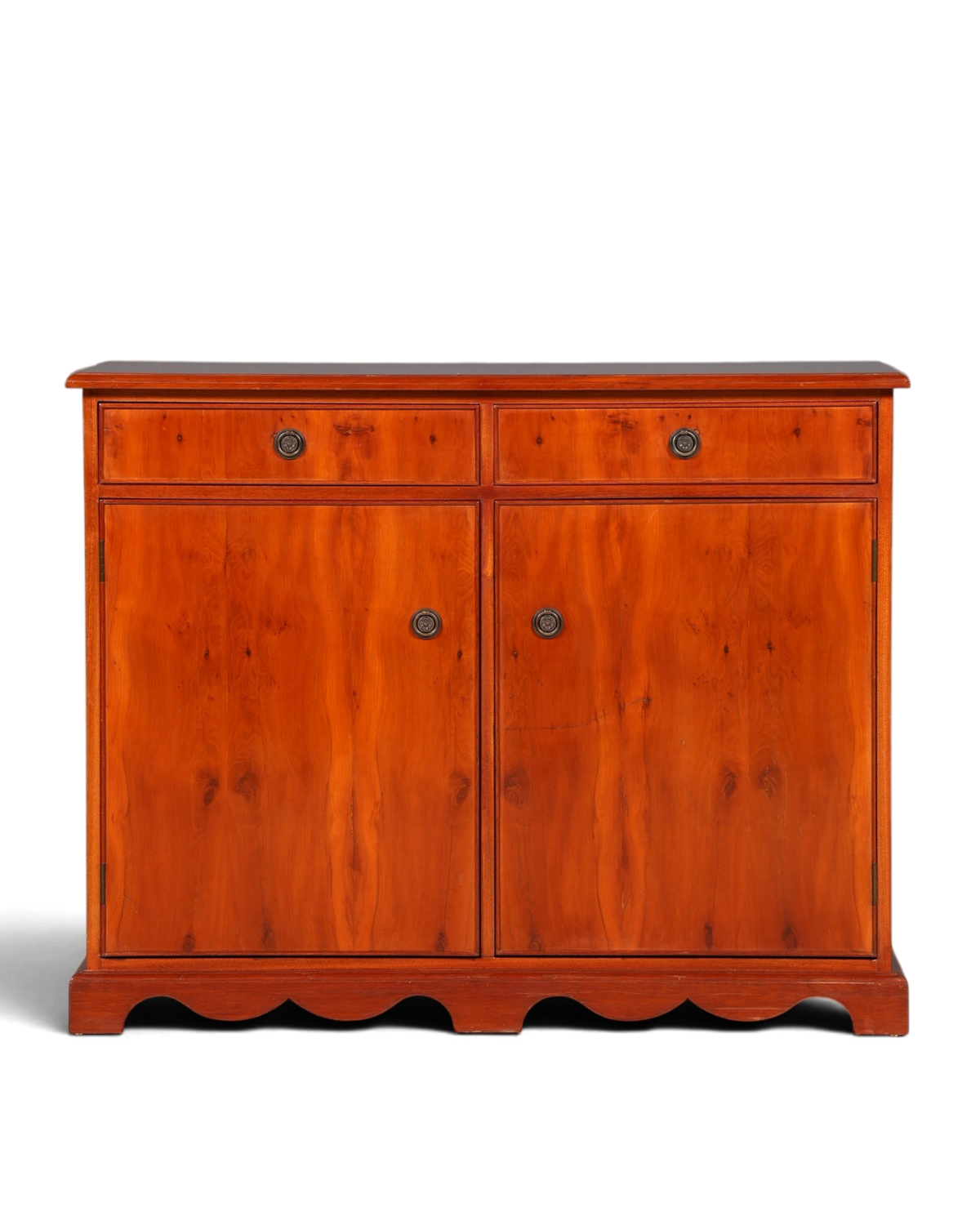 Hauptstadt Möblerei englisches Sideboard aus Eibenholz mit zwei Schubladen, Türen und dekorativem Wellensockel