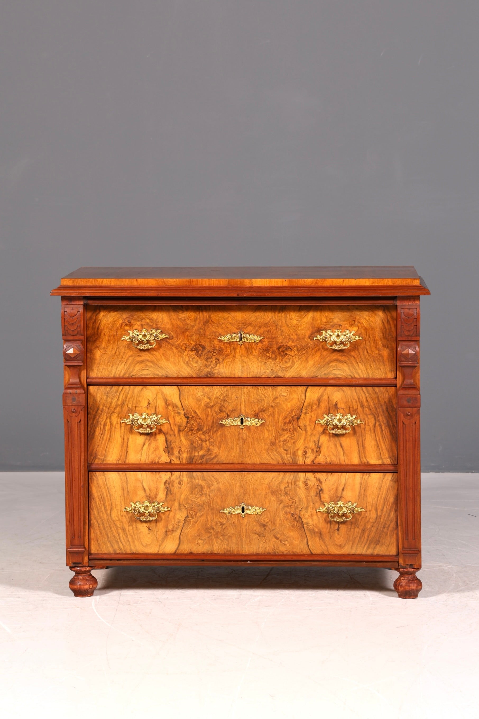 G071 Finish cm Wunderschöne Gründerzeit Kommode Louis Philippe Nussbaum Schubladen Kommode Sideboard um 1880