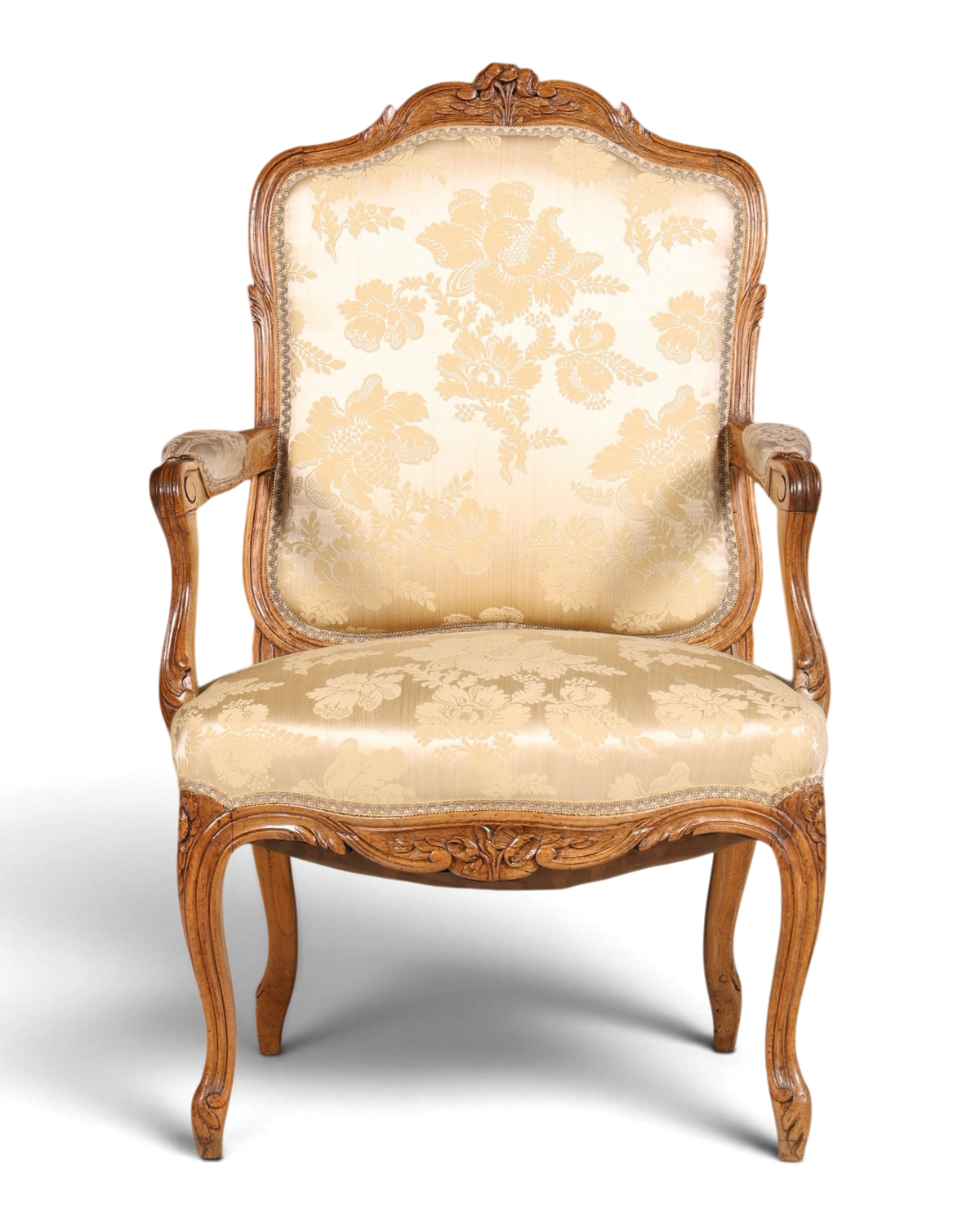 Original Barock Sessel Fauteuil Armlehnstuhl Chippendale Antik Mitte 19. Jh. Sekretär Stuhl Stoff Sessel