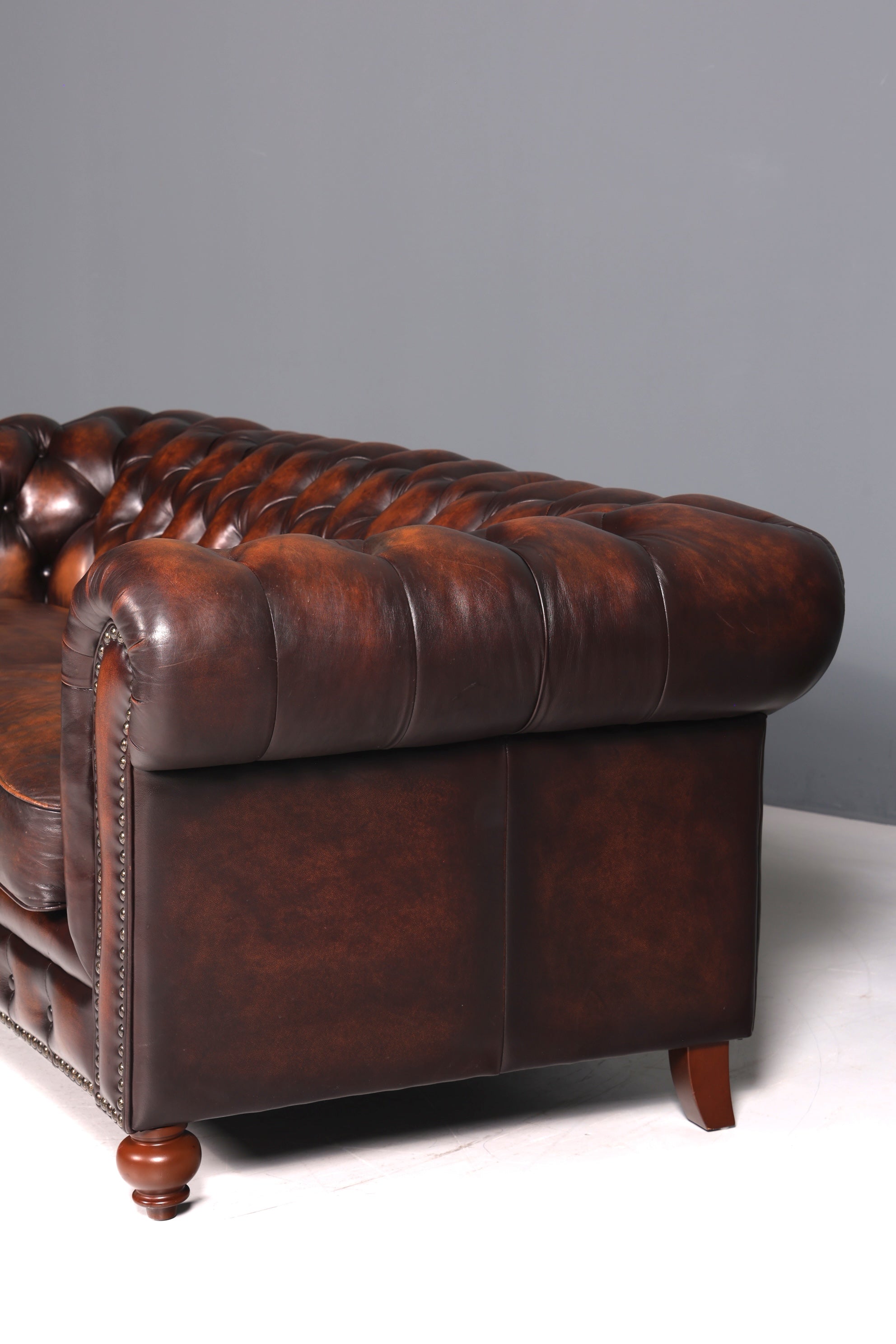 F965 Finish cm Wunderschönes Original Chesterfield 2er Sofa Englisch Oxblood Leder 2- Sitzer Couch