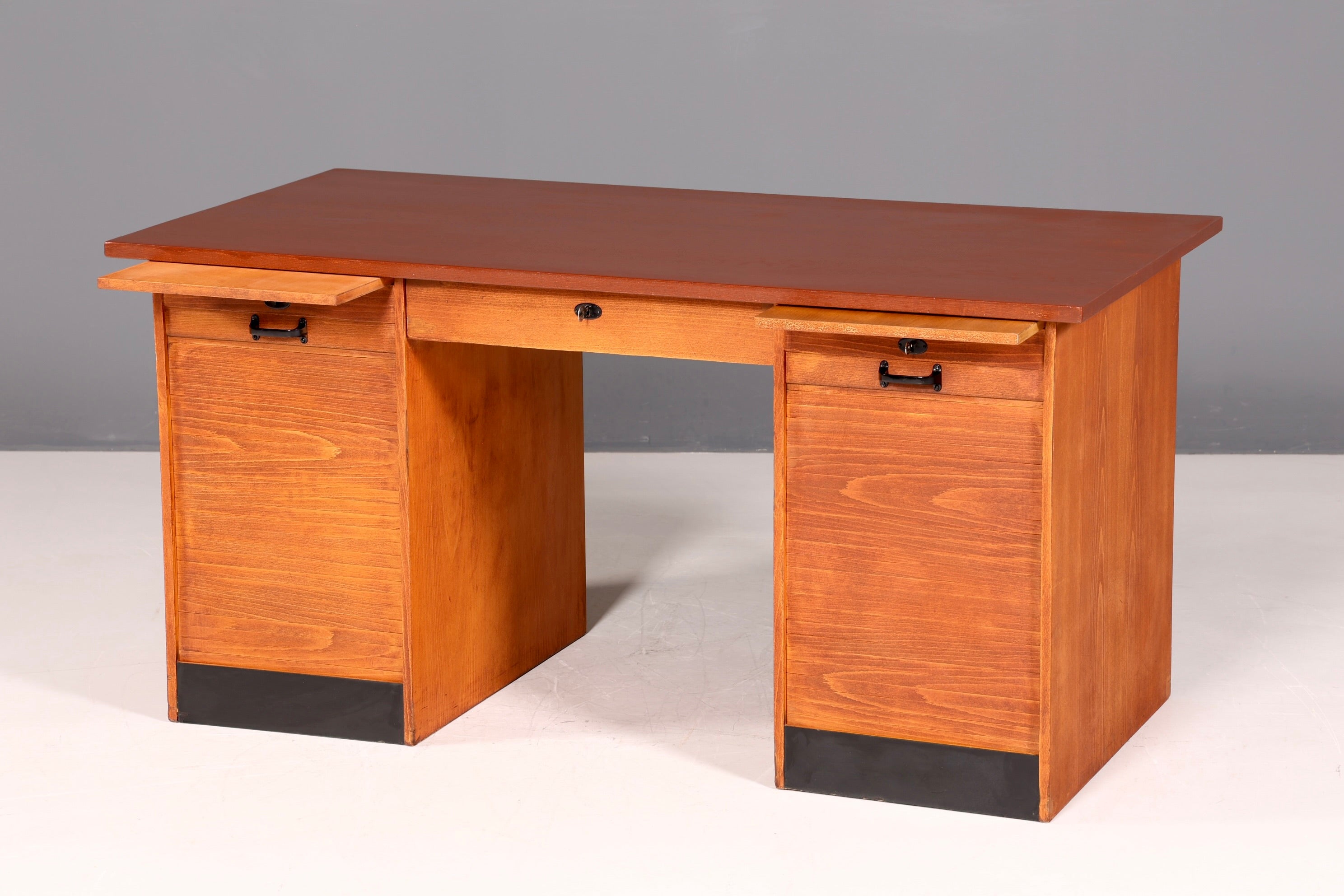 Wunderschöner Bauhaus Rollladen Schreibtisch Mid Century echt Holz Bürotisch Office Table