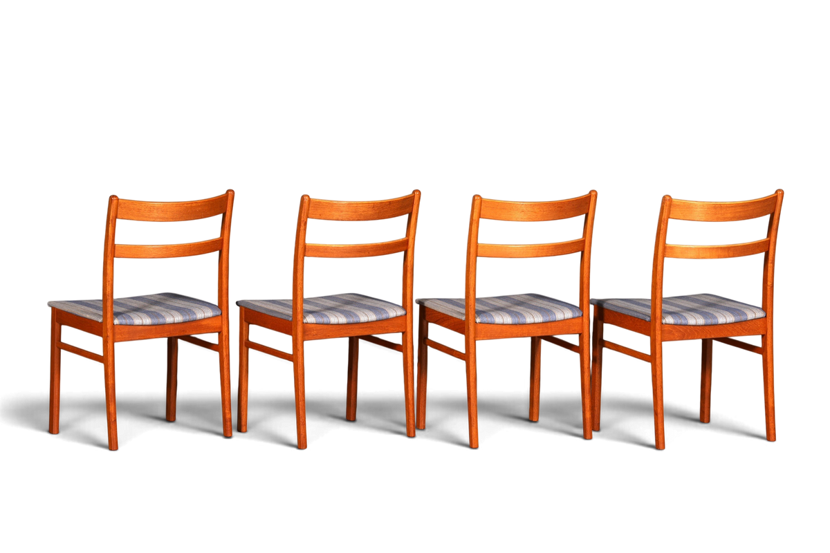 G403 Finish cm 4x Mid Century Teak Holz Stühle Made in Denmark Retro Stuhlset Danish Design Küchenstühle (Kopie)