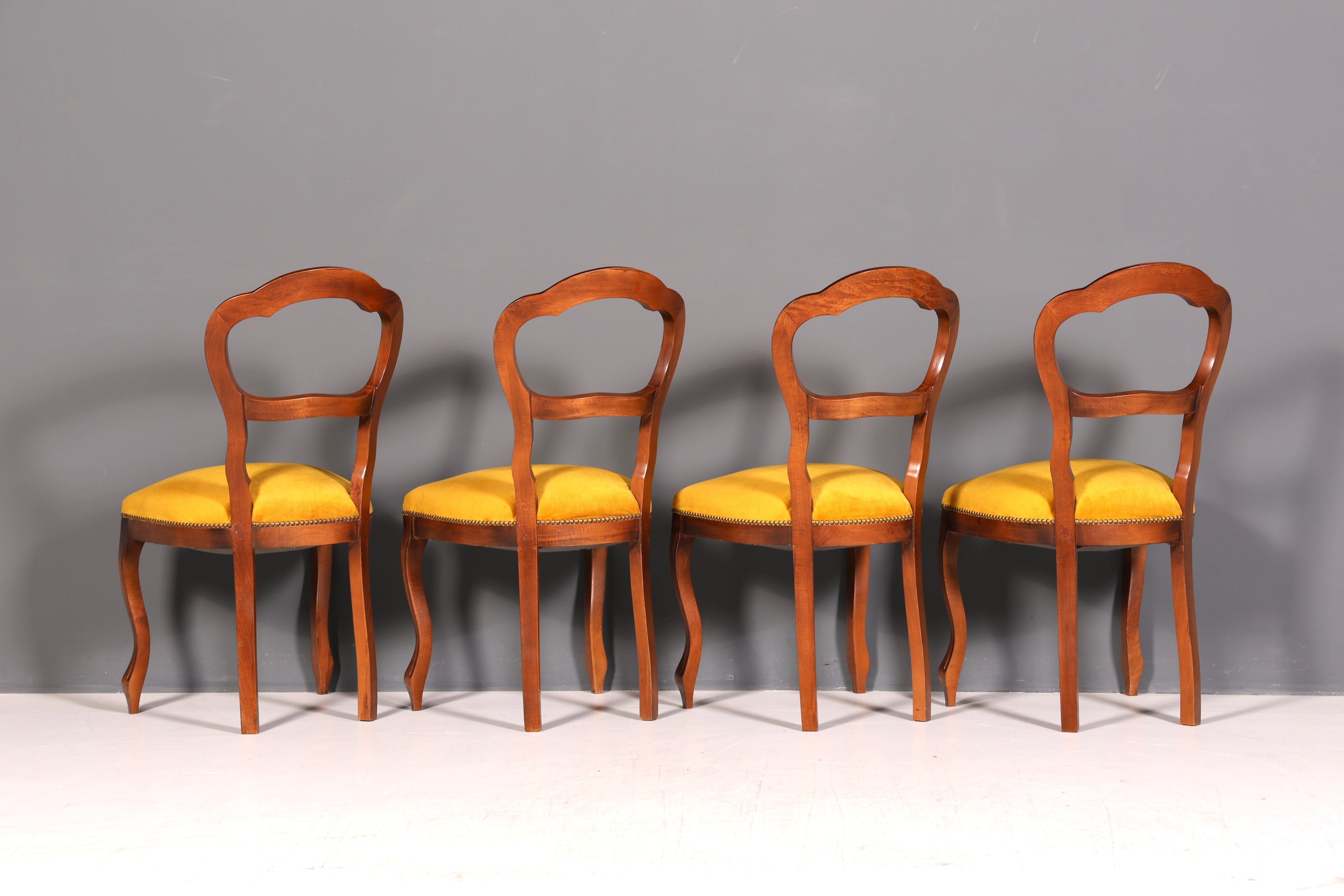 Edle 4x Louis Philippe Stühle Set um 1880 Antik Biedermeier Nussbaum Esszimmerstühle Polsterstühle Sekretär Stühle Vintage