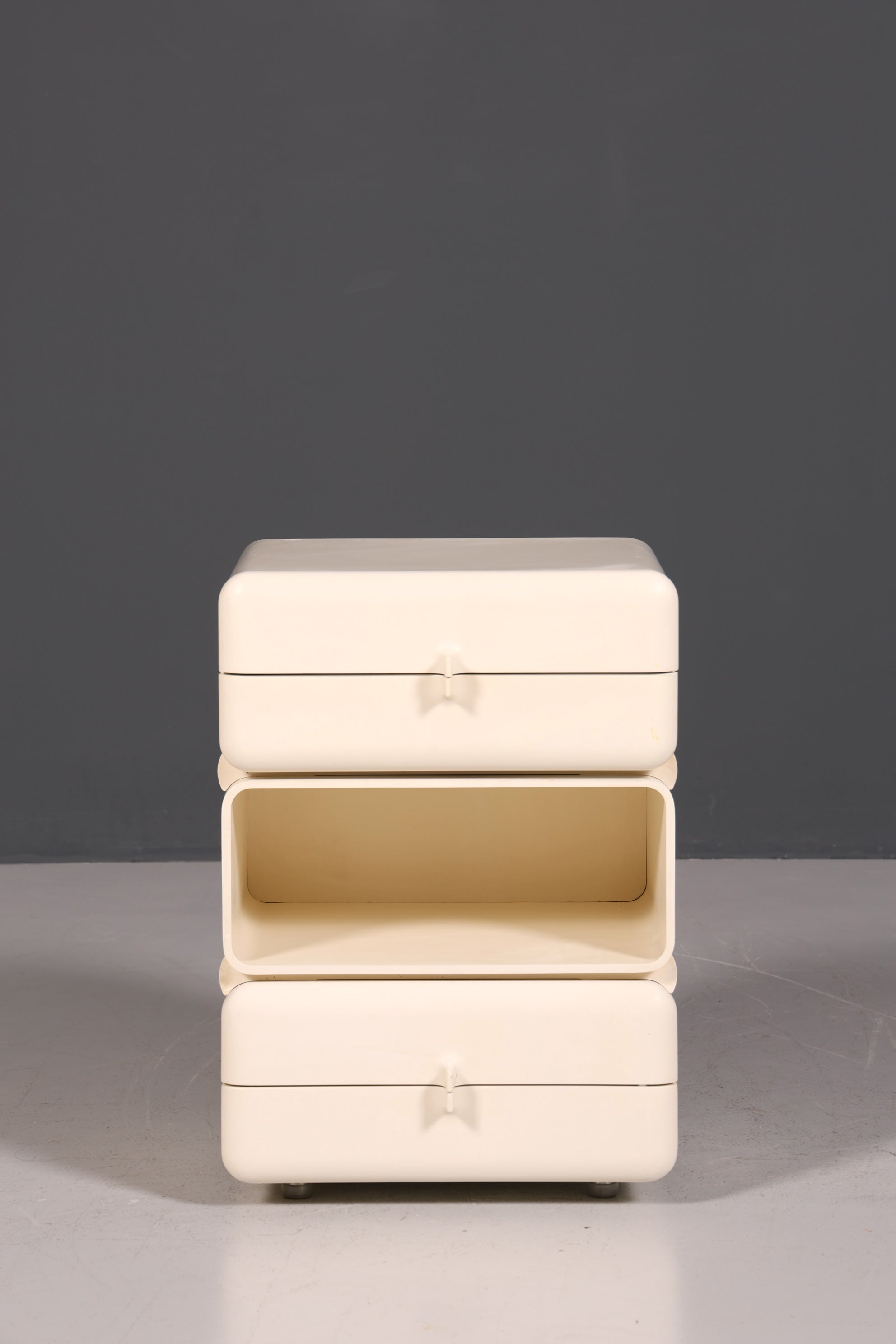 Commode rare du milieu du XXe siècle, table de chevet modulaire au design futuriste, commode vintage française, 1 sur 5