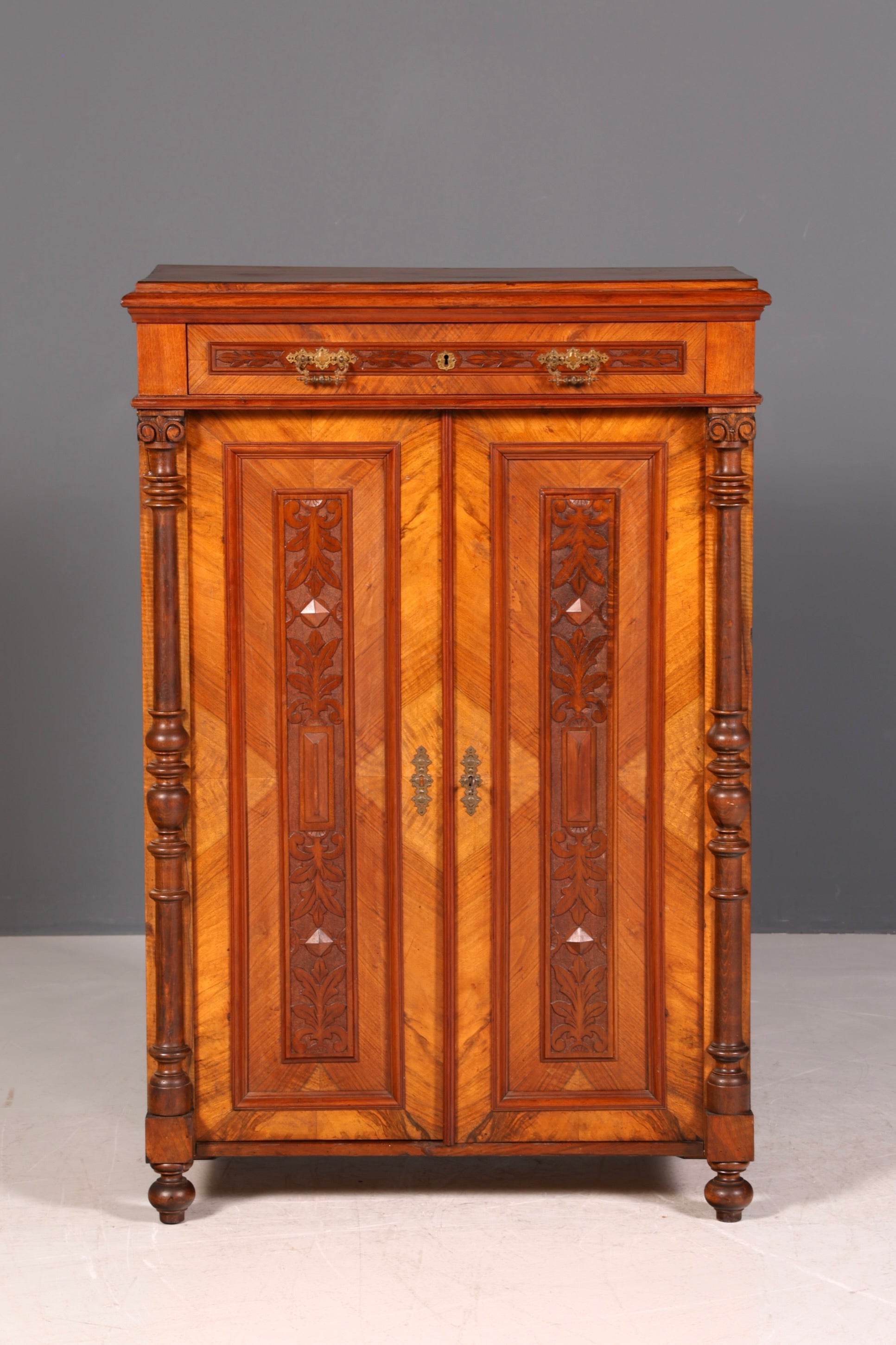 G076 Finish Traumhaftes Gründerzeit Vertiko Jugendstil Schrank Antik Highboard Kommode