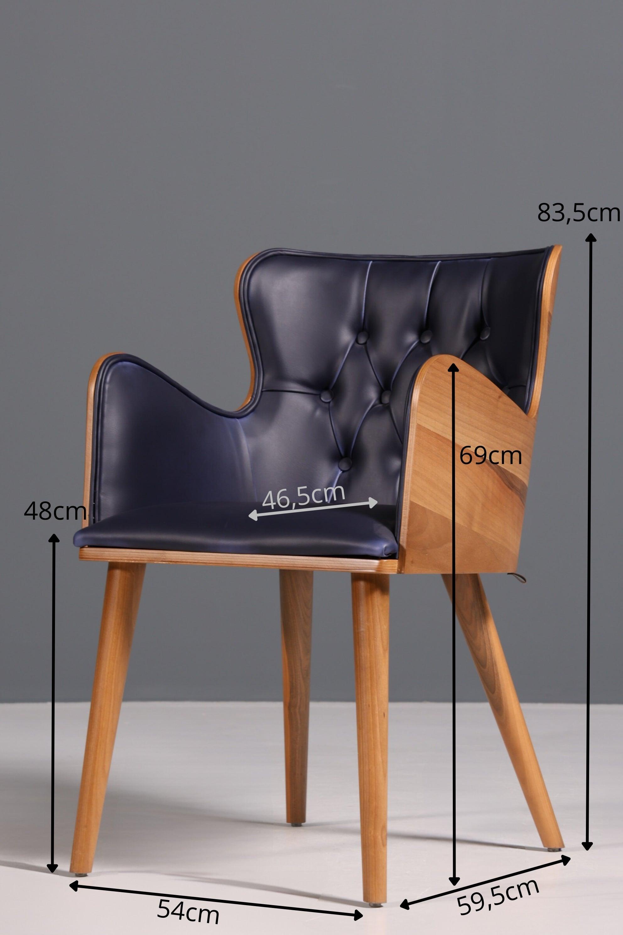 Wunderschöner Stuhl "León Blue" im Chesterfield Stil Armlehnstuhl Esszimmerstuhl Küchenstuhl Bürostuhl