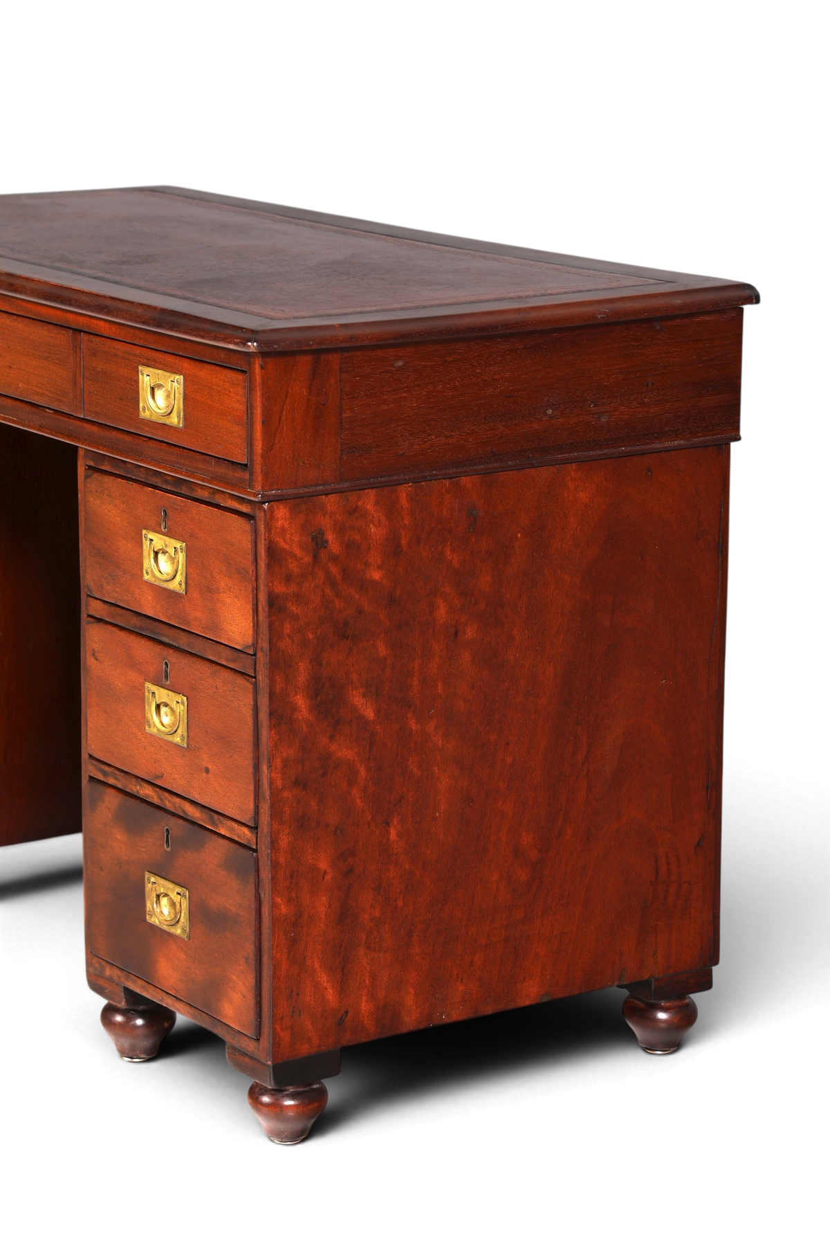 Edler Englischer Military Chest Schreibtisch Maritim Bürotisch Lederauflage Office Desk
