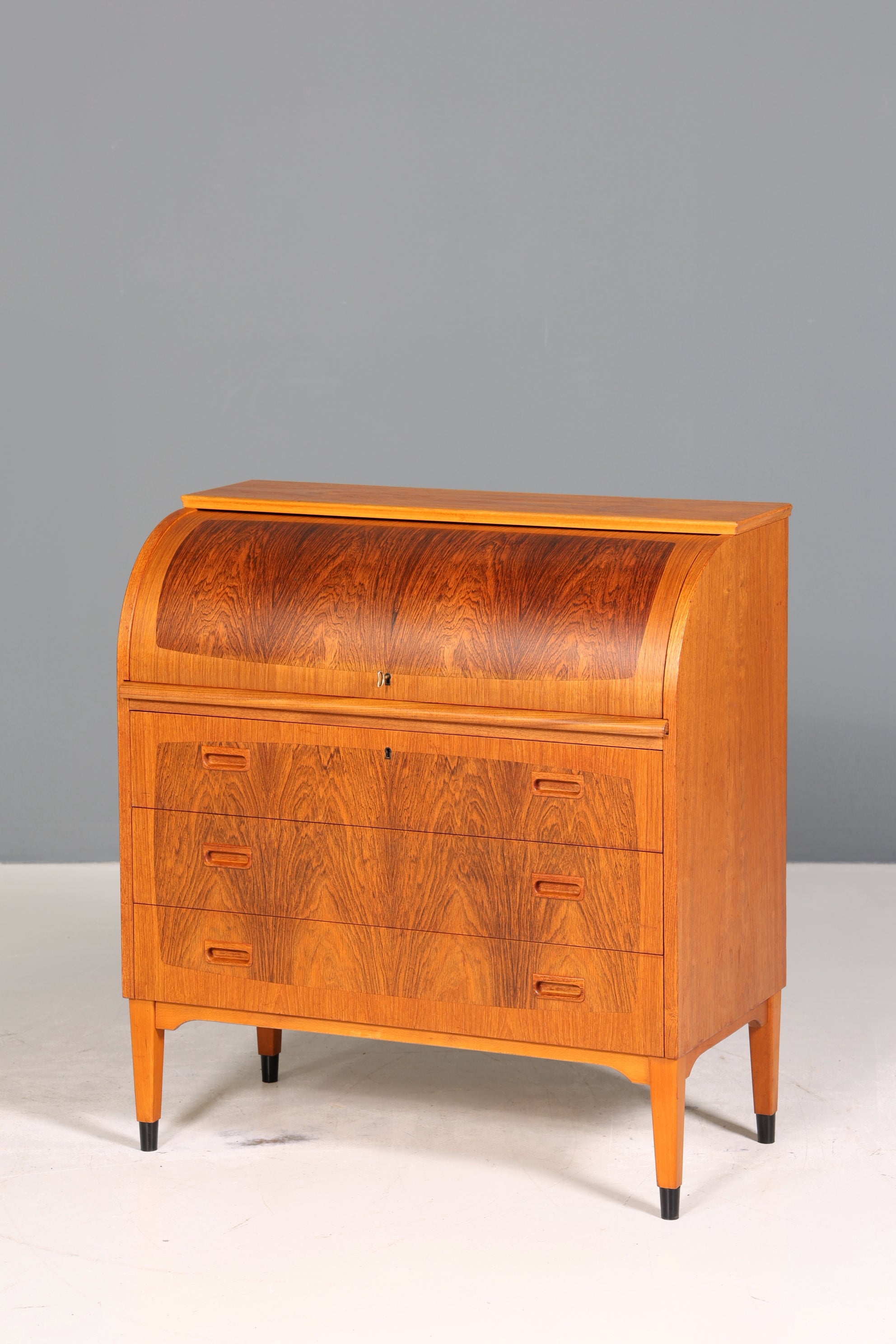 Wunderschöner Mid Century Rollladen Sekretär Danish Design echt Holz Schreibkommode 60er Jahre