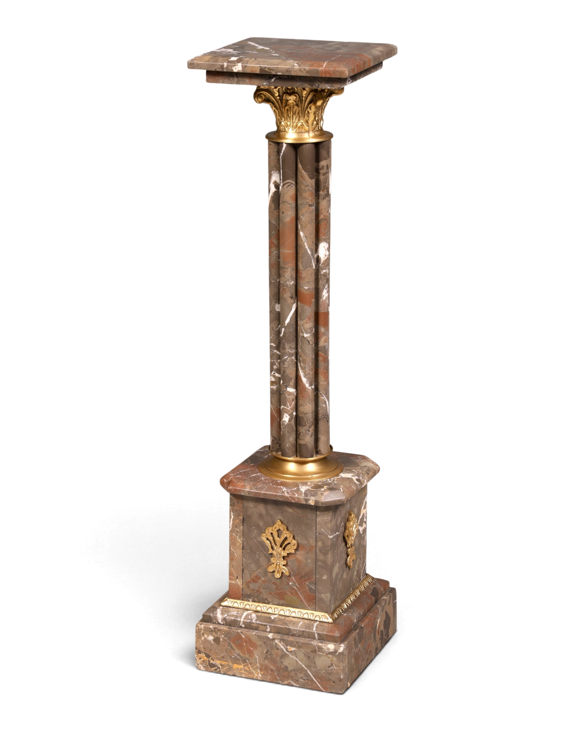 Hauptstadt Möblerei Marmorsäule H901 mit goldenen Verzierungen und quadratischer Ablagefläche