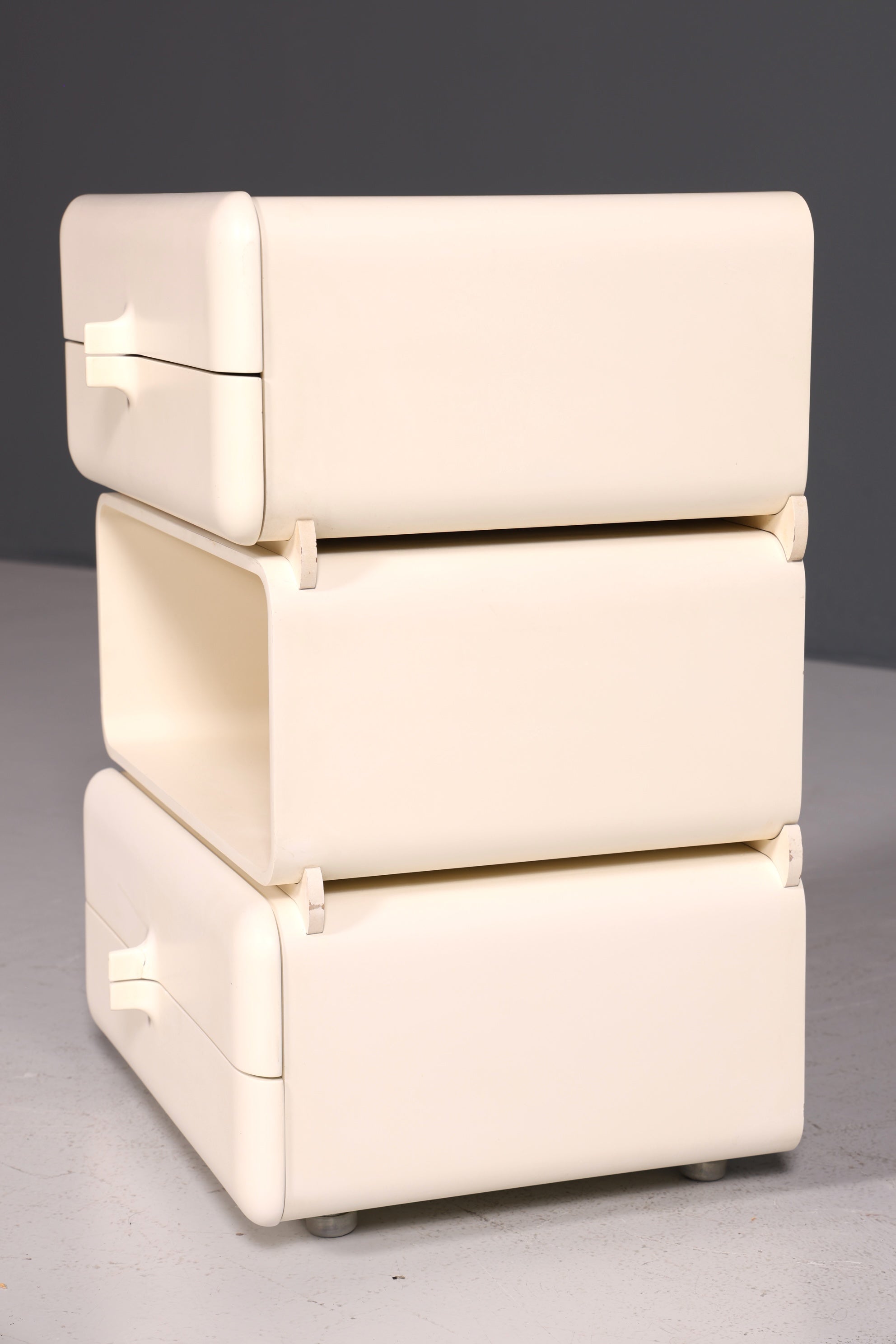 Commode rare du milieu du XXe siècle, table de chevet modulaire au design futuriste, commode vintage française, 1 sur 5