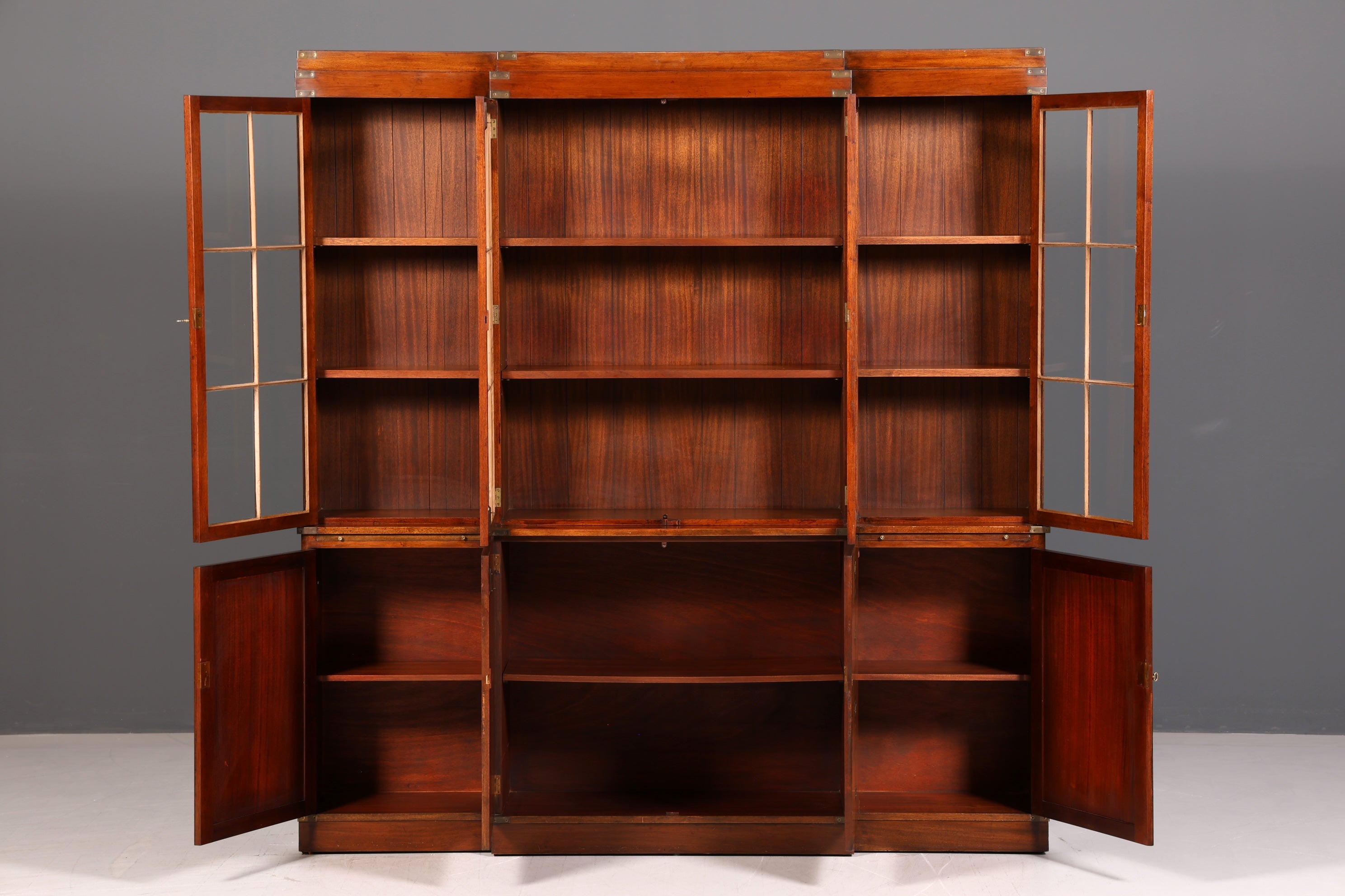 Wunderschöner Maritimer Vitrinenschrank Englisch Bibliothek Bücherschrank Buffet Antik Massiv Echt Holz Schrank UK Vintage