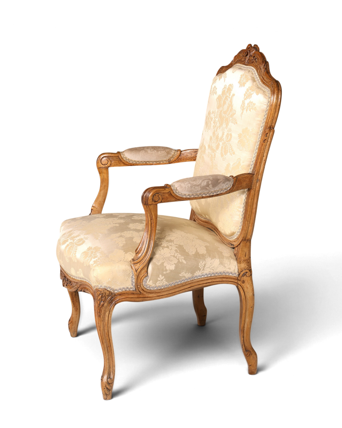 Original Barock Sessel Fauteuil Armlehnstuhl Chippendale Antik Mitte 19. Jh. Sekretär Stuhl Stoff Sessel