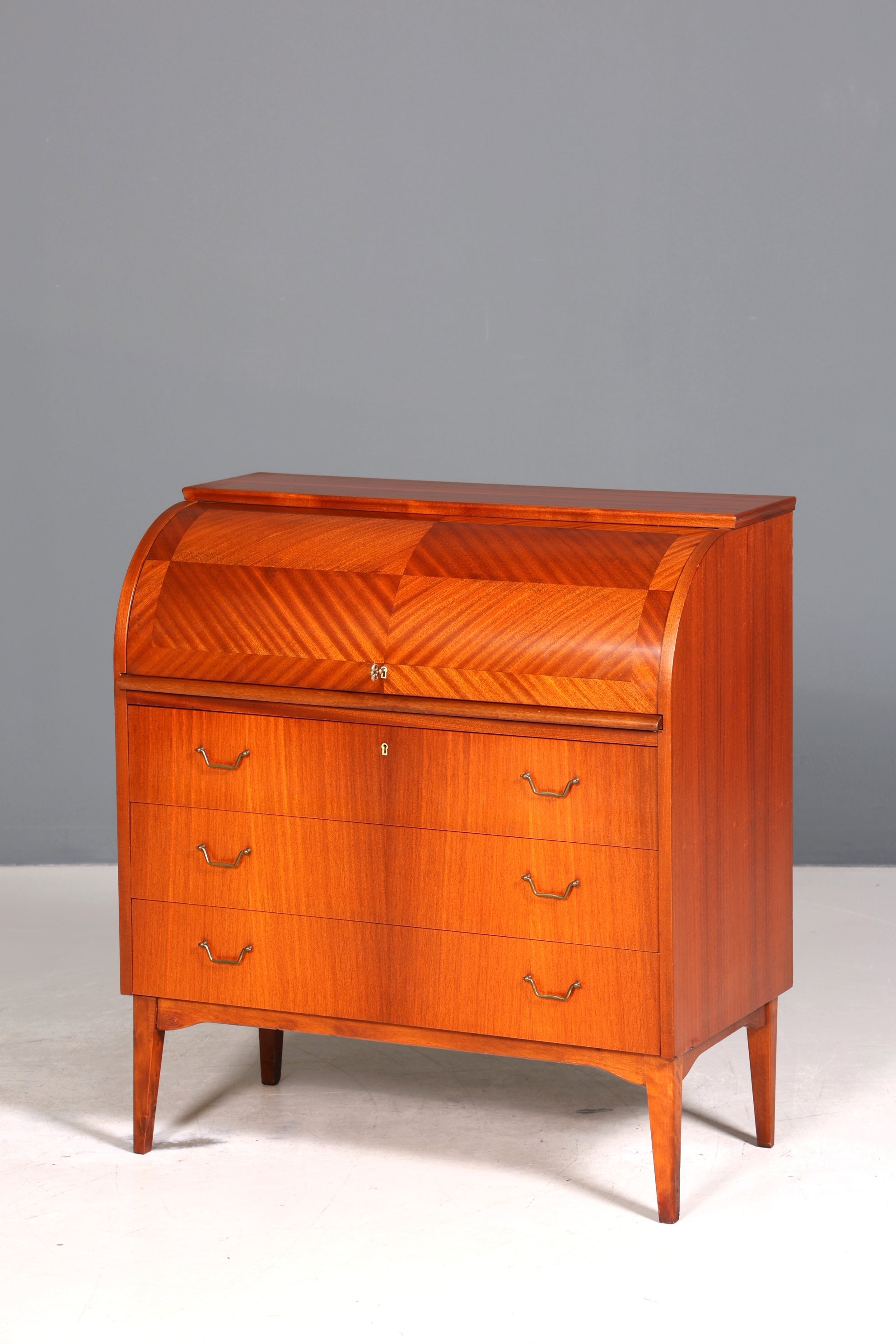 Wunderschöner Mid Century Rollladen Sekretär echt Holz Büro Schrank Vintage Schreibkommode